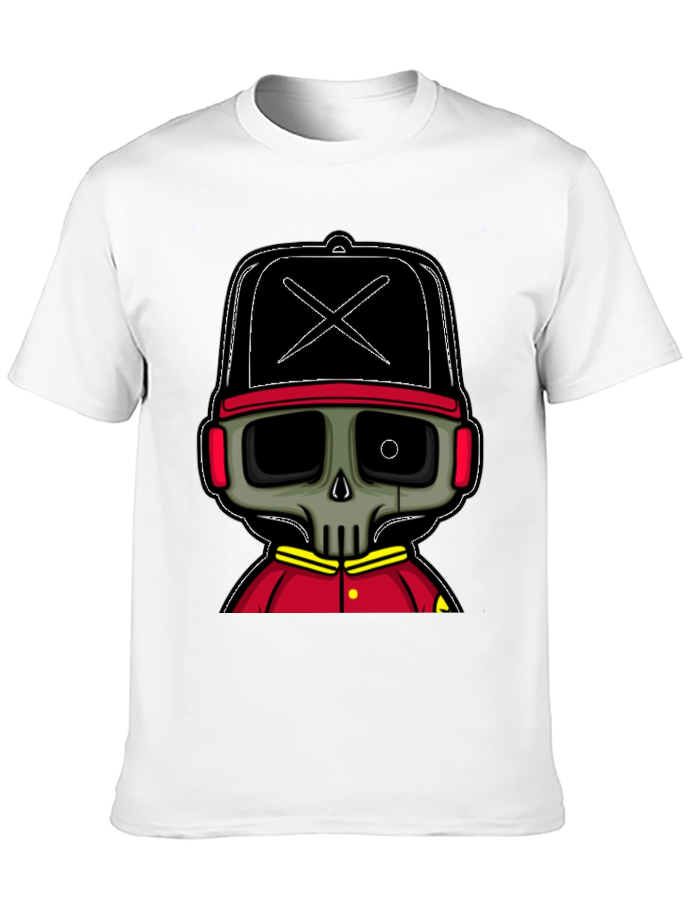 Cartoon Skull Graphic Tee - Black