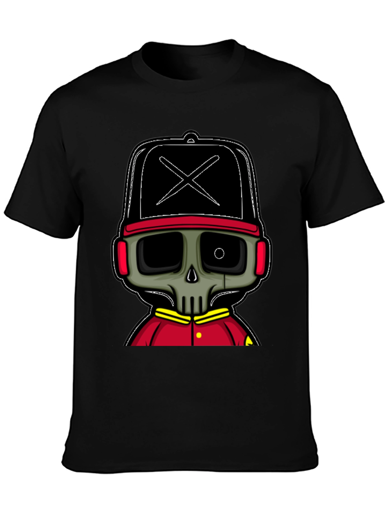 Cartoon Skull Graphic Tee - Black