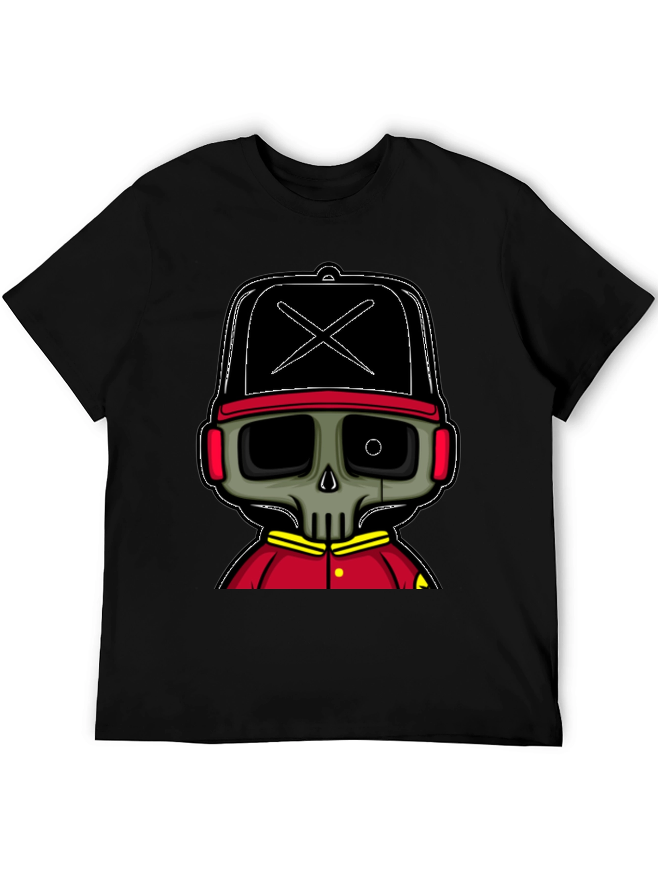 Cartoon Skull Graphic Tee - Black