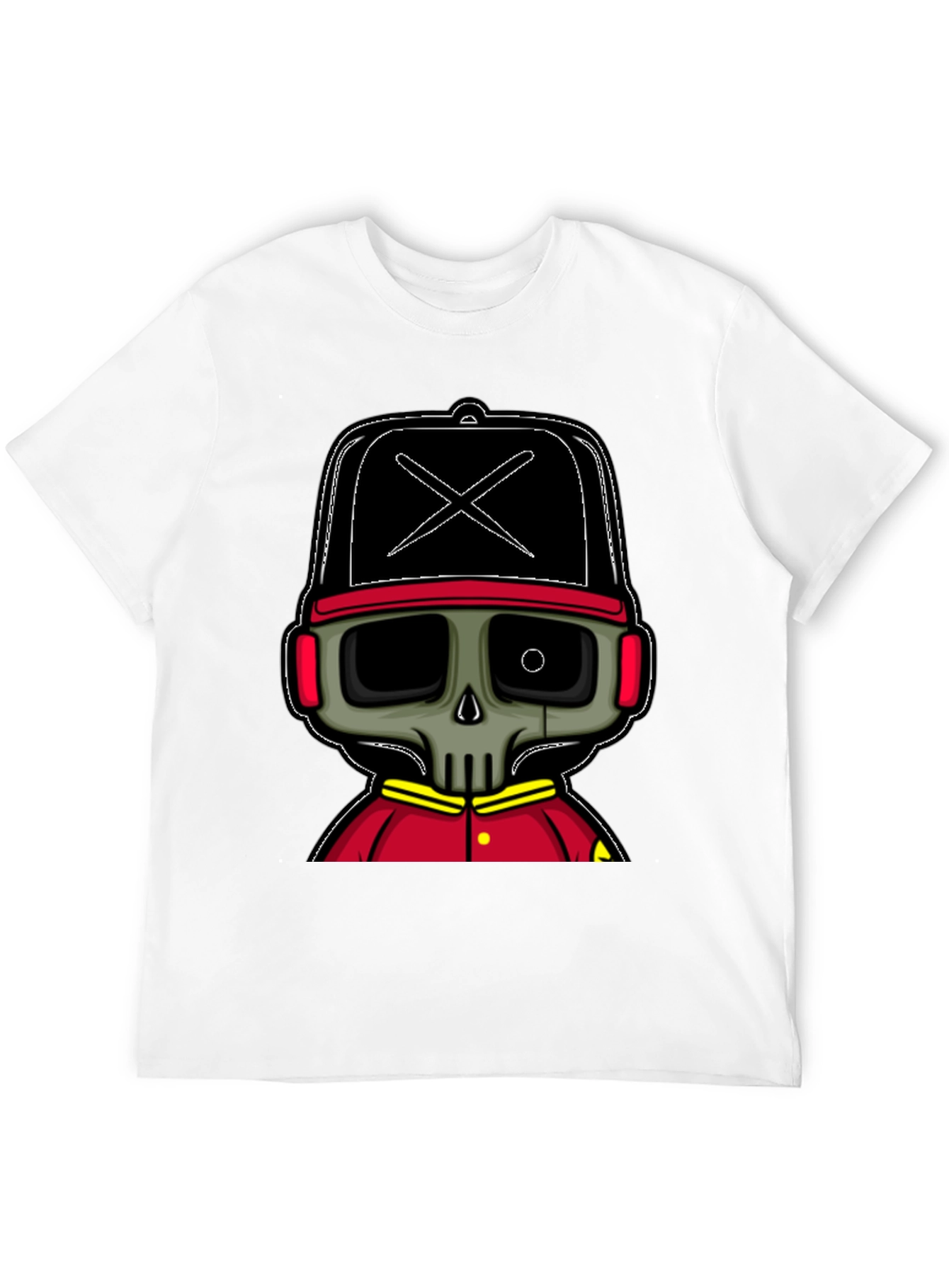 Cartoon Skull Graphic Tee - Black
