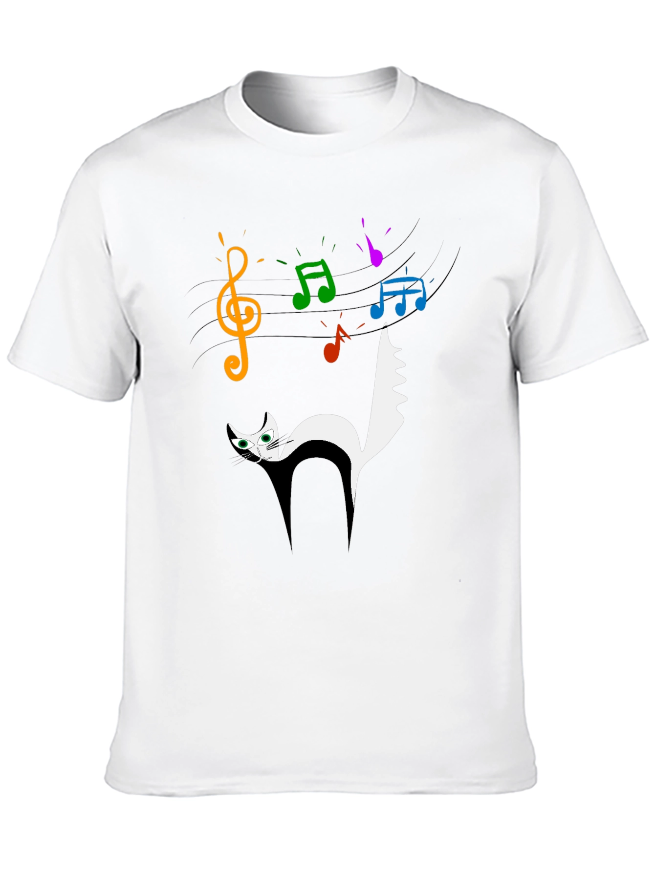 Musical Cat Graphic Black T-Shirt