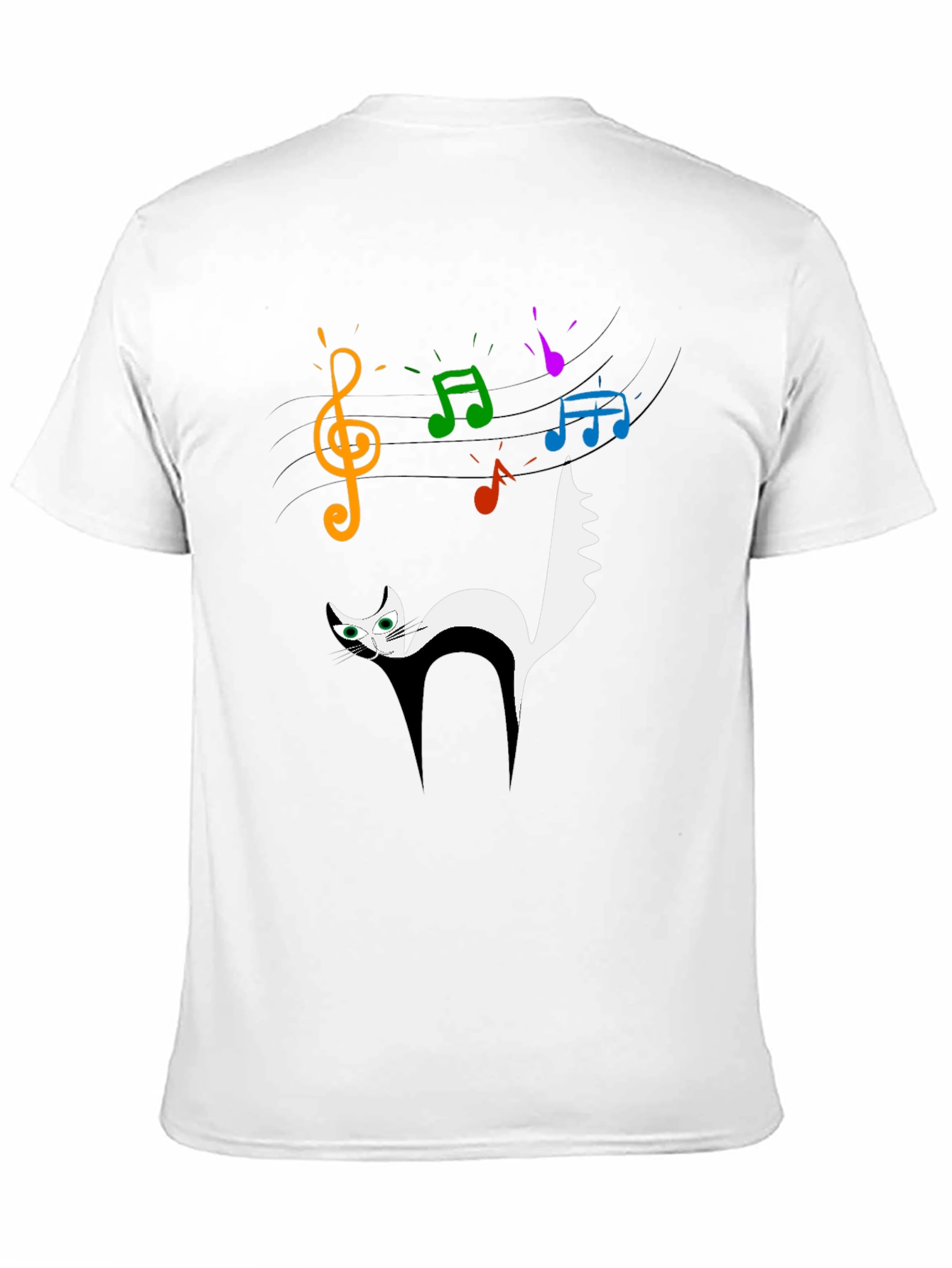Musical Cat Graphic Black T-Shirt