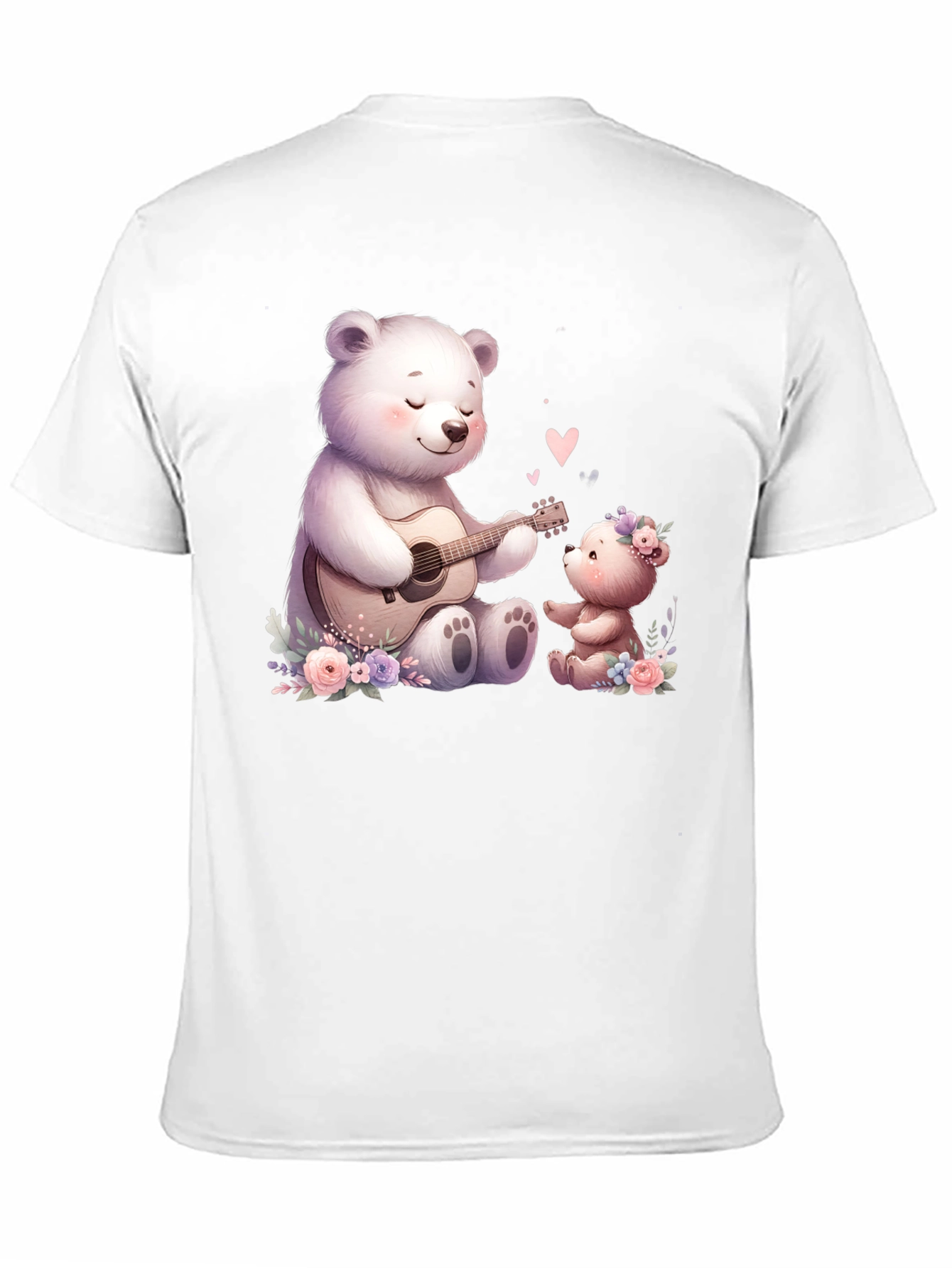 Cute Bears Playing Guitar on Black Tee