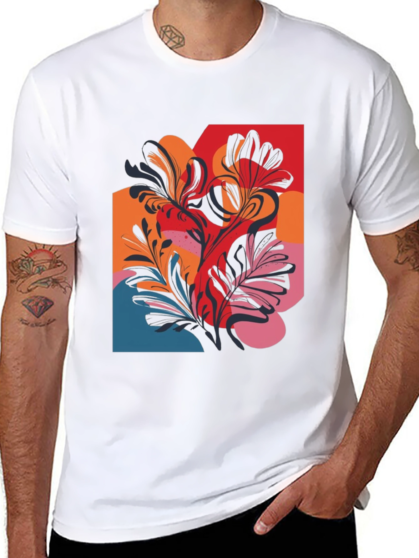 Floral Abstract Graphic Black T-Shirt
