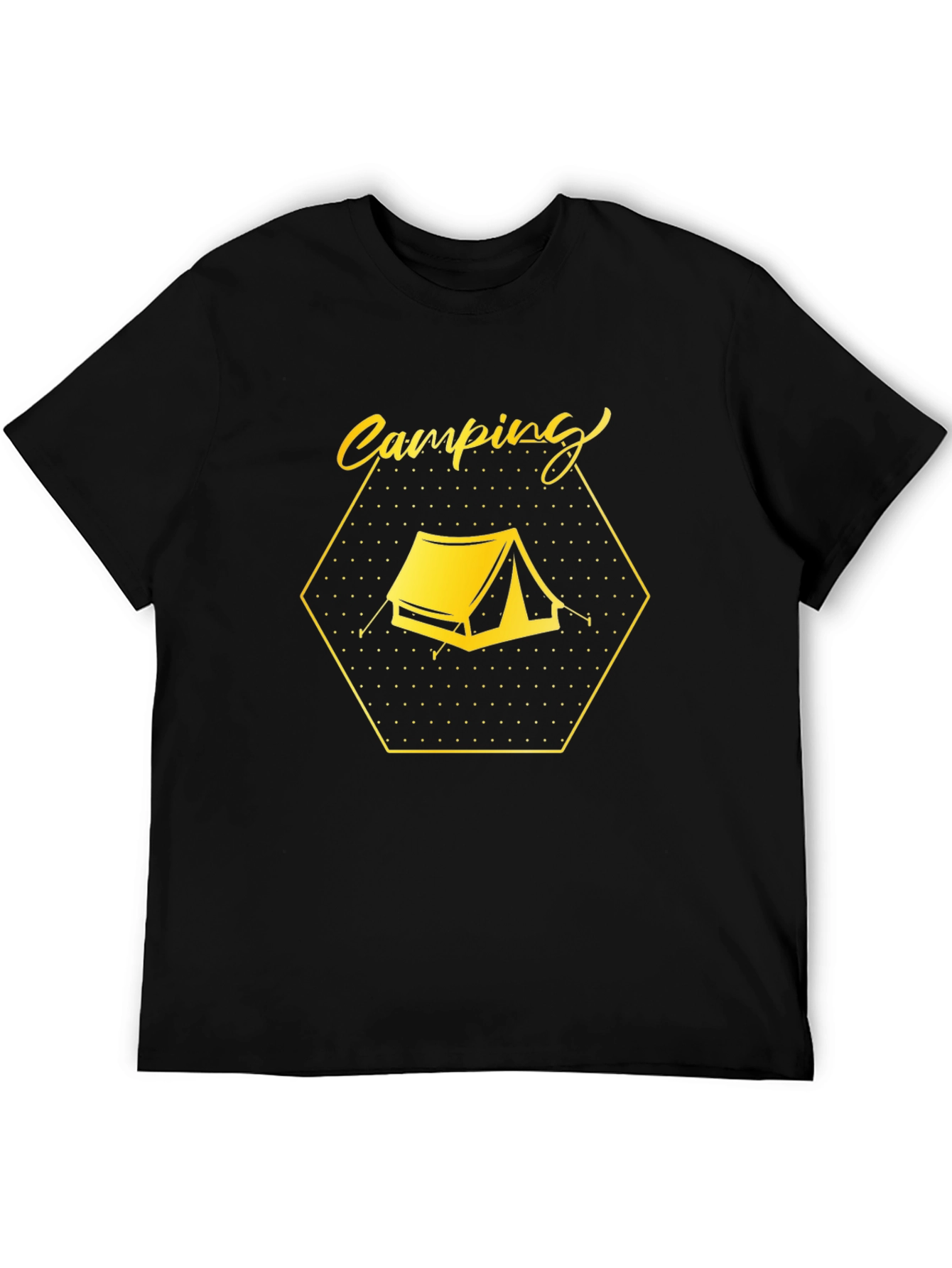 Camping Tent Graphic Tee - Black Cotton Comfort