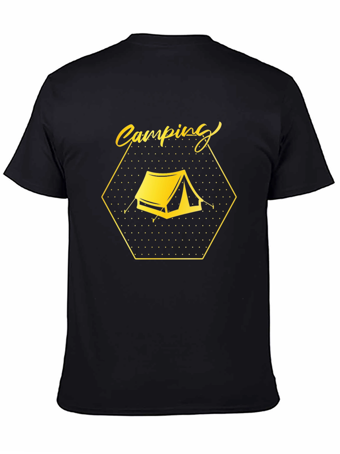 Camping Tent Graphic Tee - Black Cotton Comfort