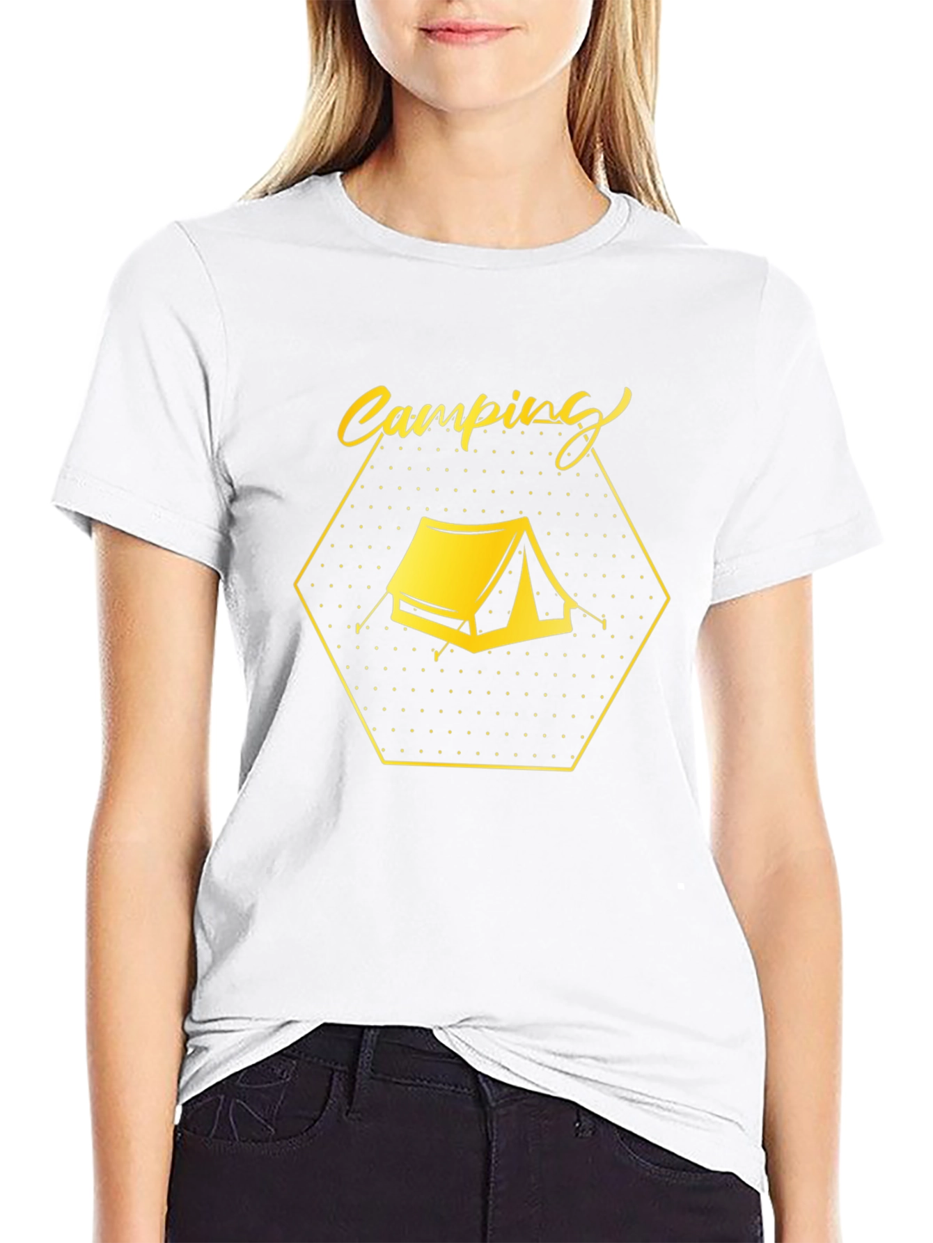 Camping Tent Graphic Tee - Black Cotton Comfort
