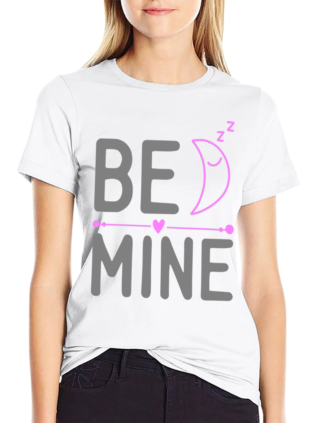 Be Mine Sleeping Moon Valentines Day T-Shirt