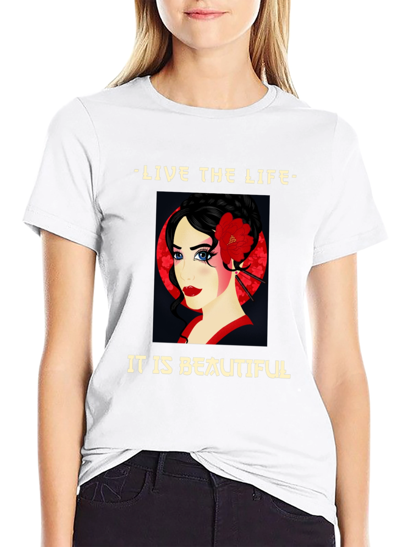 Geisha Graphic Tee - Live the Beautiful Life