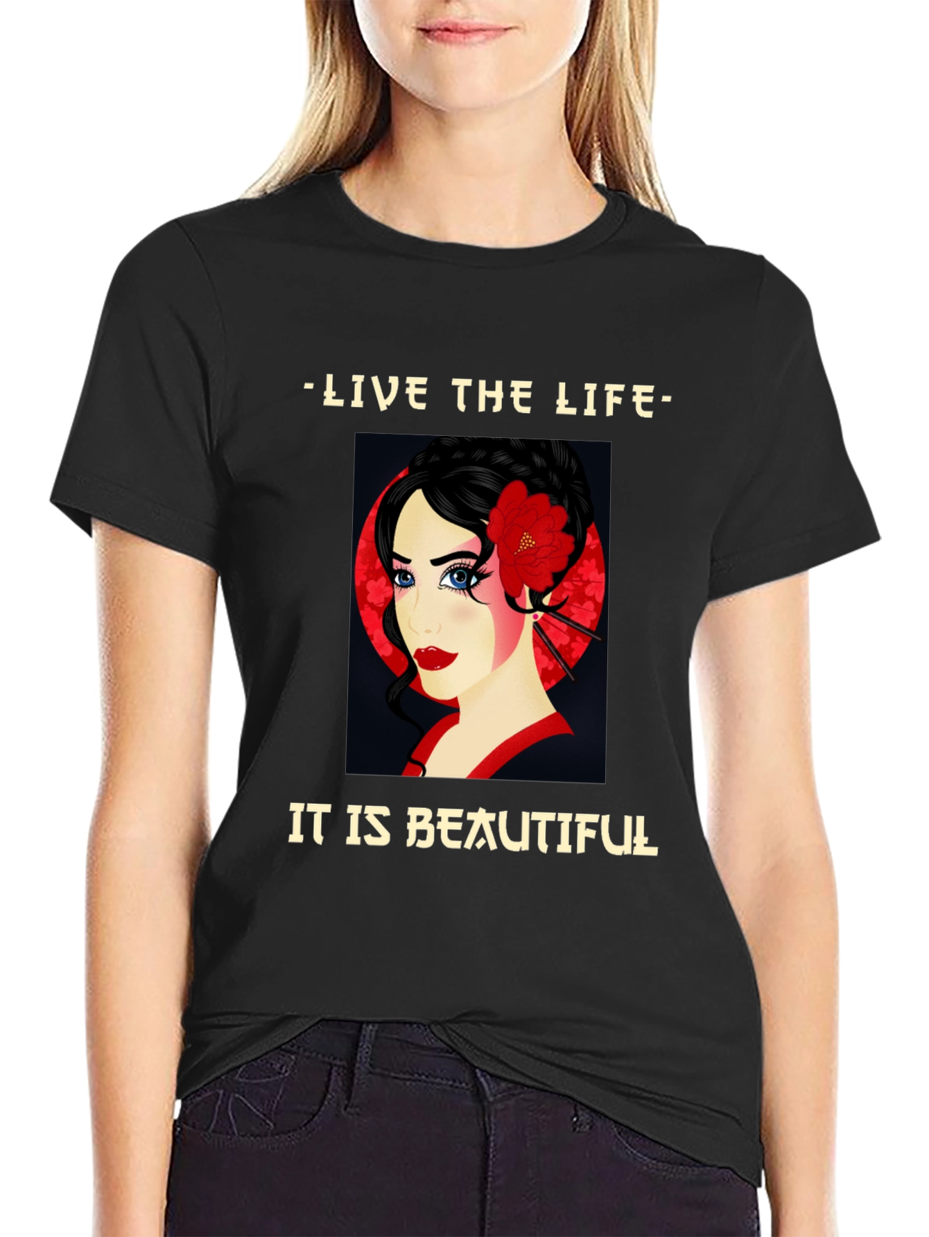 Geisha Graphic Tee - Live the Beautiful Life