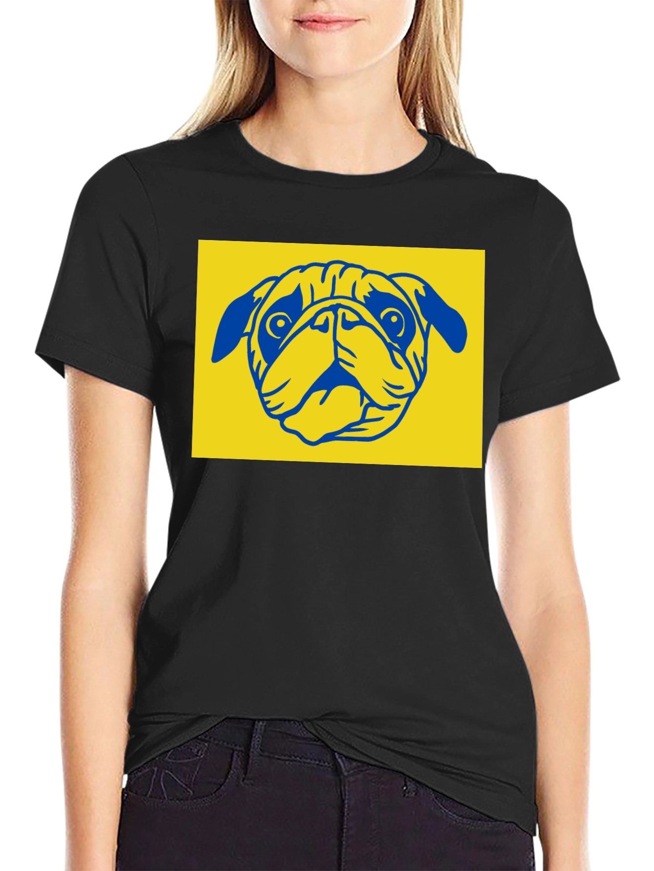 Pug Graphic Tee - Stylish Black Cotton Blend