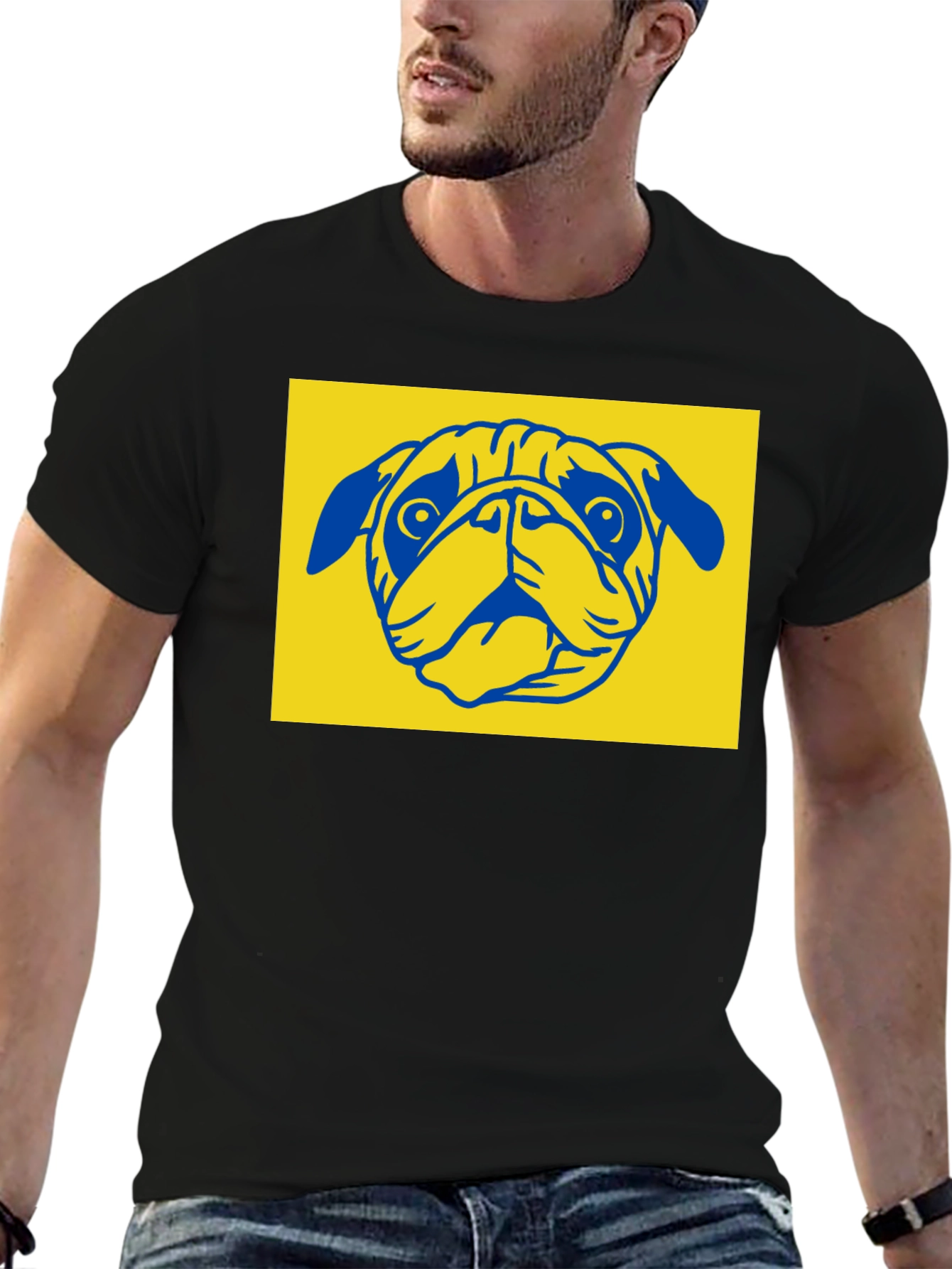 Pug Graphic Tee - Stylish Black Cotton Blend