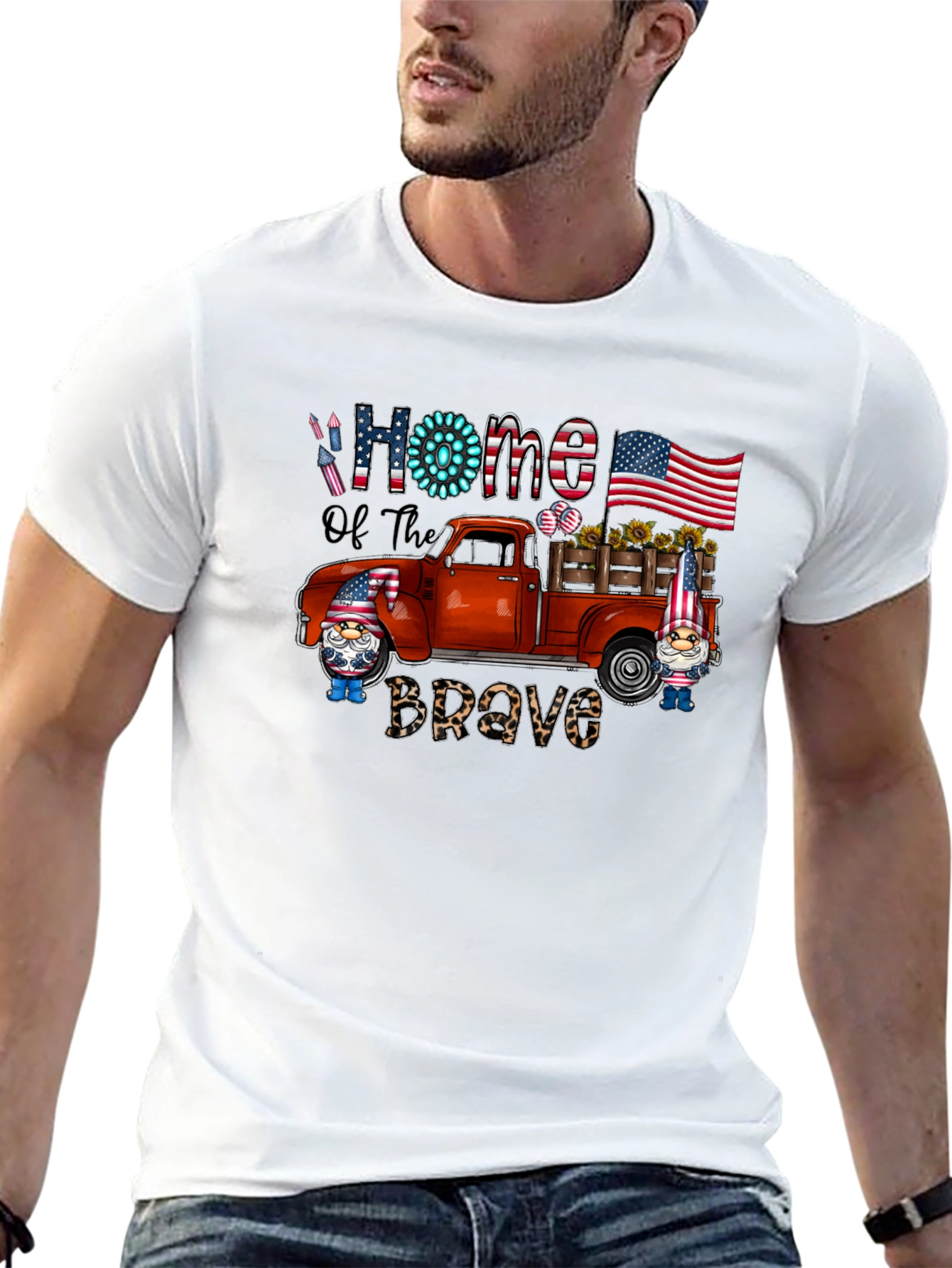 Patriotic Gnome Truck Graphic T-Shirt