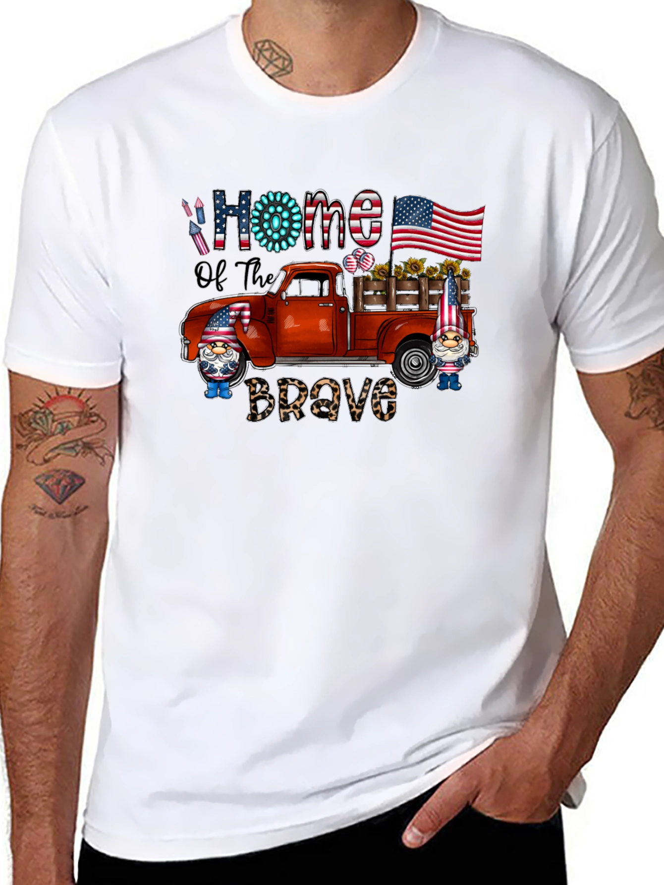 Patriotic Gnome Truck Graphic T-Shirt