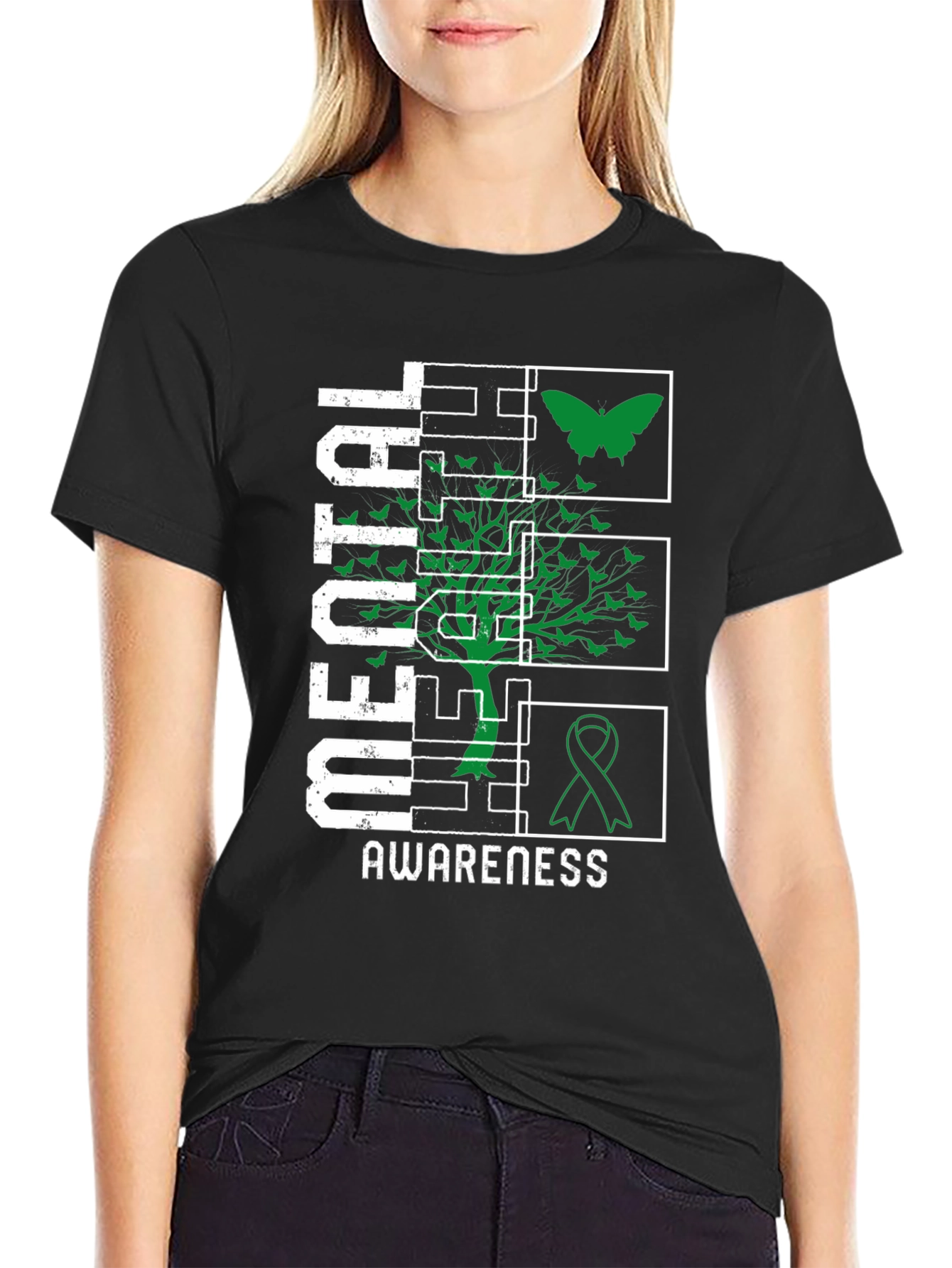 Mental Health Awareness Tee - Butterfly & Ribbon