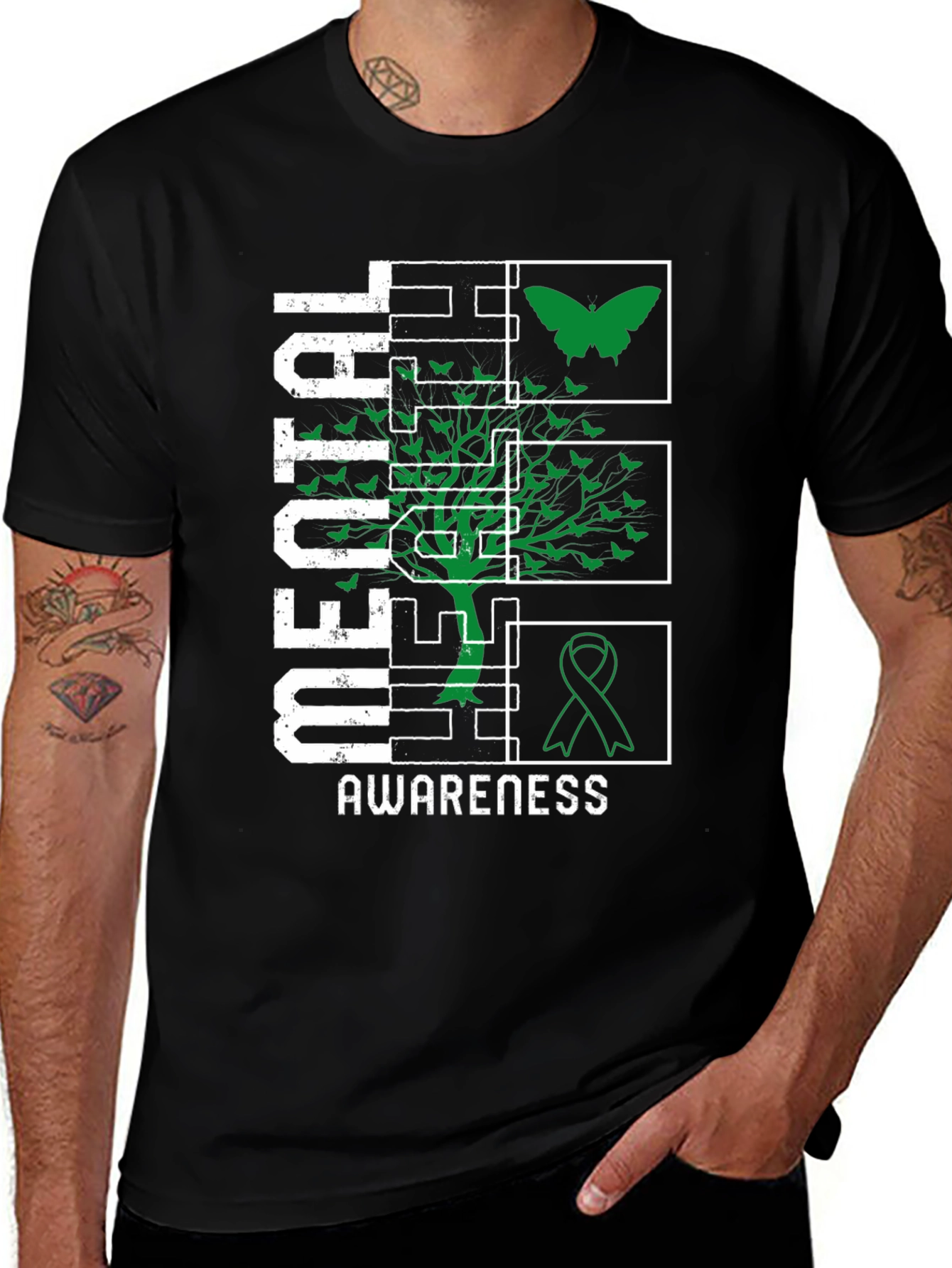 Mental Health Awareness Tee - Butterfly & Ribbon