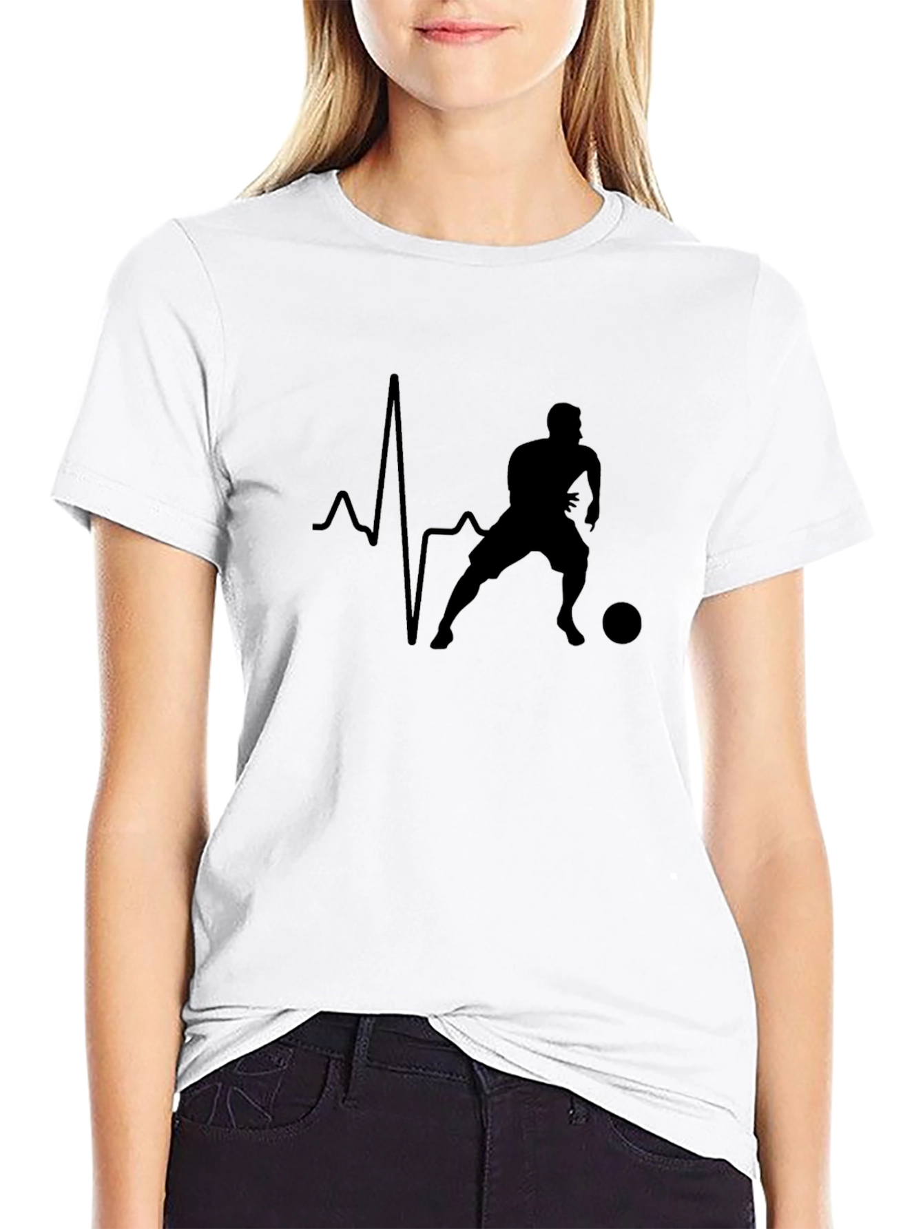 Soccer Heartbeat Tee - Black