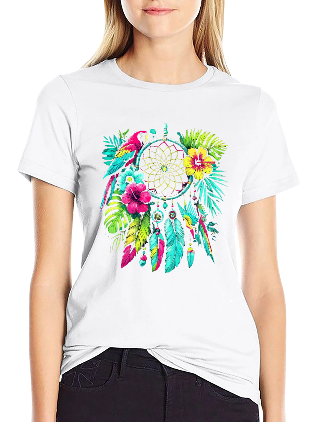 Dreamcatcher Parrot Graphic T-Shirt