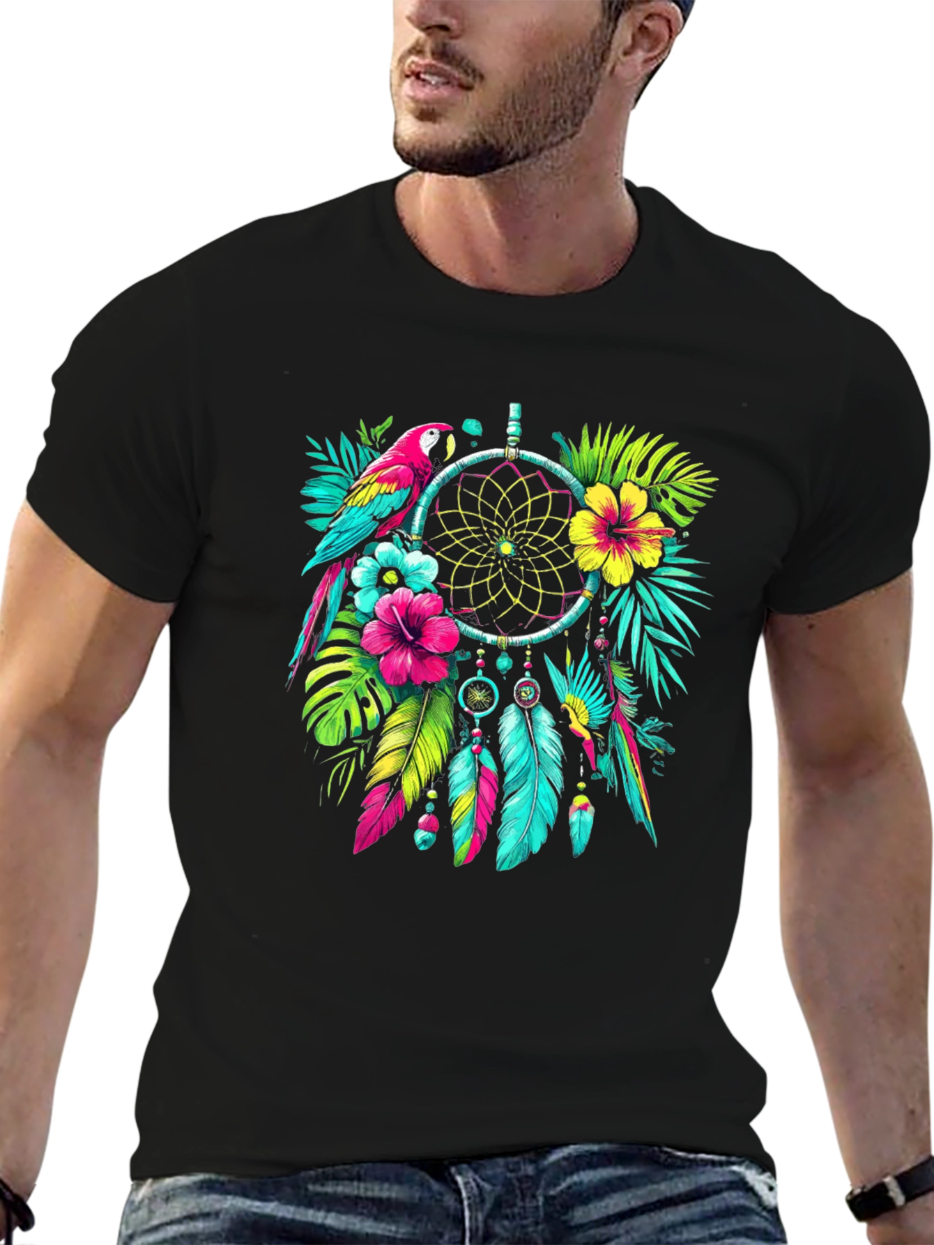 Dreamcatcher Parrot Graphic T-Shirt