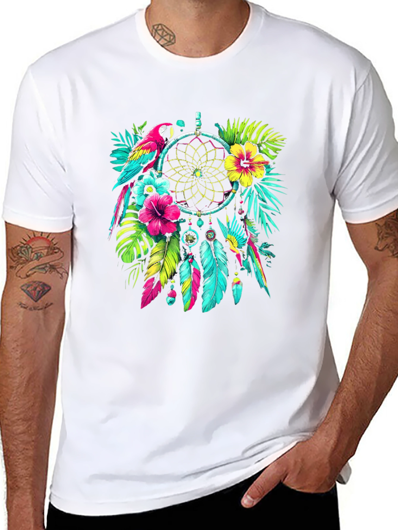 Dreamcatcher Parrot Graphic T-Shirt