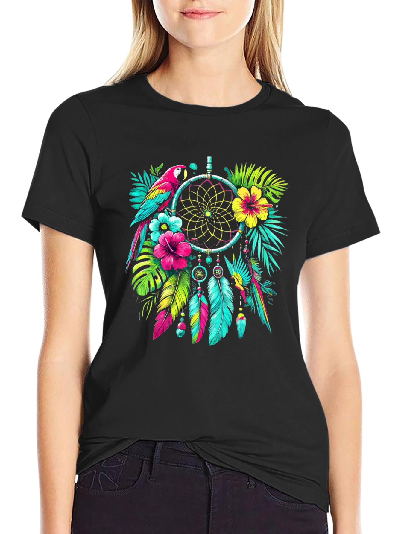 Dreamcatcher Parrot Graphic T-Shirt