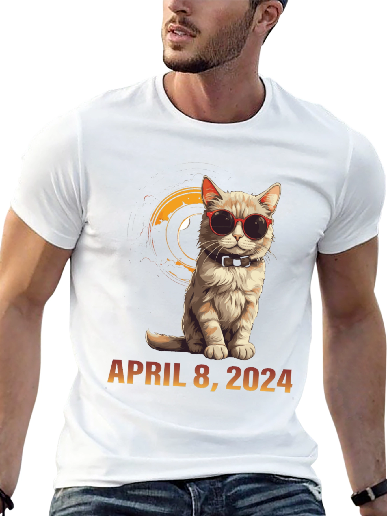 Total Solar Eclipse 2024 Cat T-Shirt