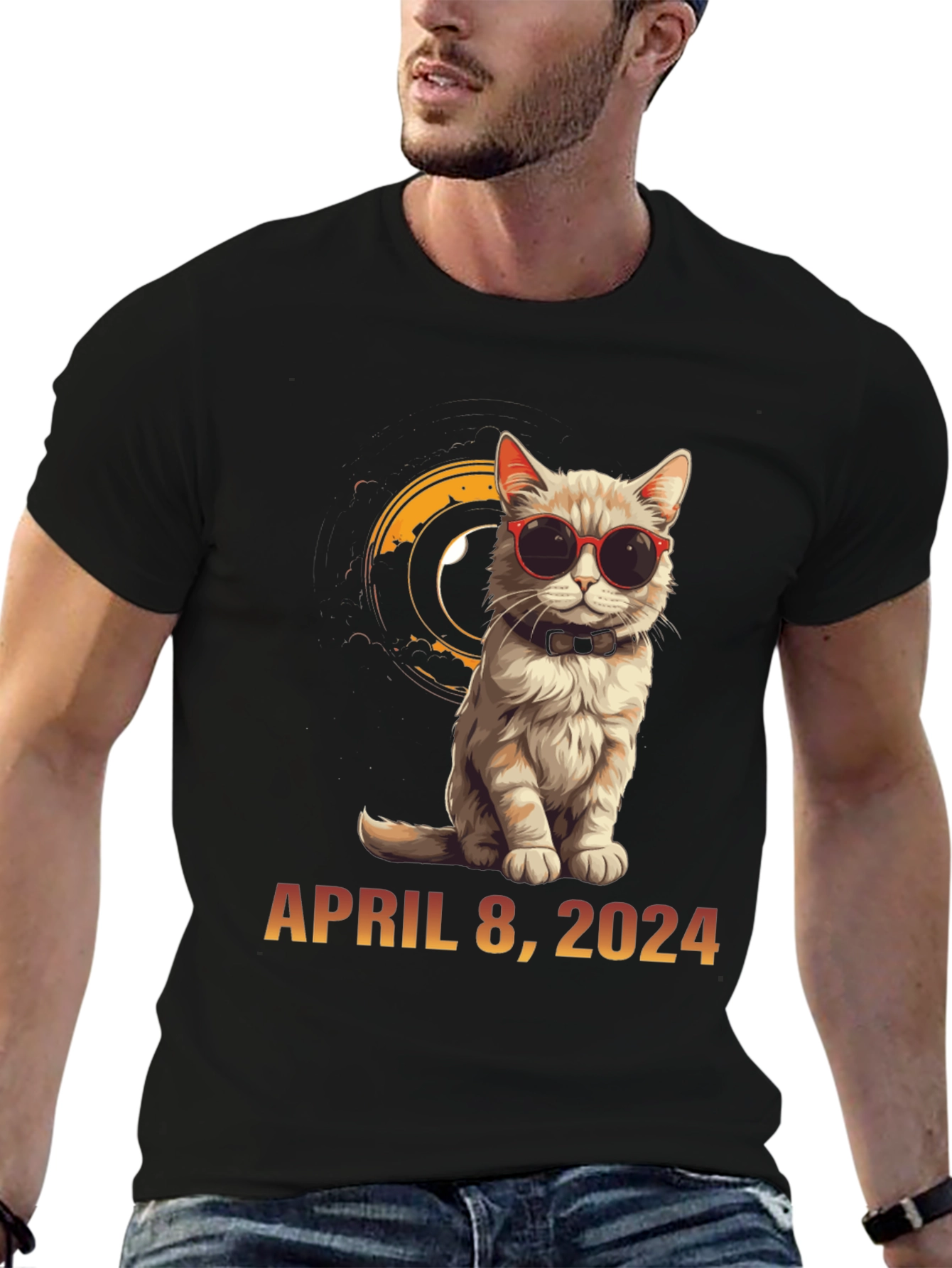 Total Solar Eclipse 2024 Cat T-Shirt