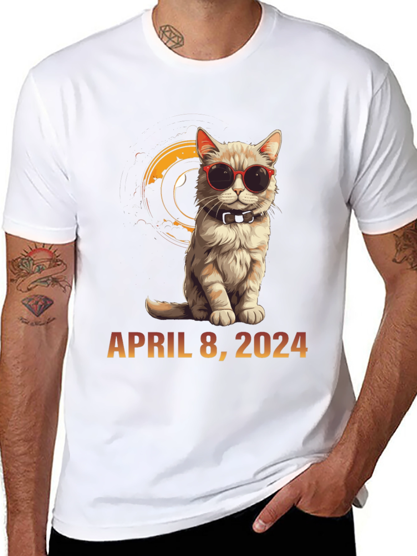 Total Solar Eclipse 2024 Cat T-Shirt