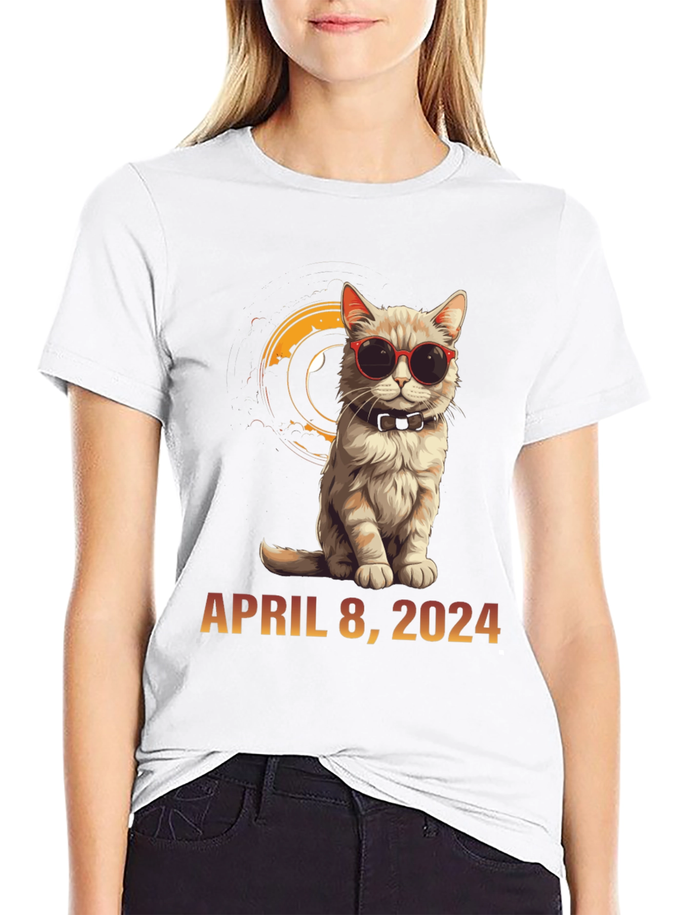 Total Solar Eclipse 2024 Cat T-Shirt