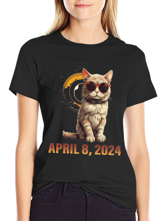 Total Solar Eclipse 2024 Cat T-Shirt