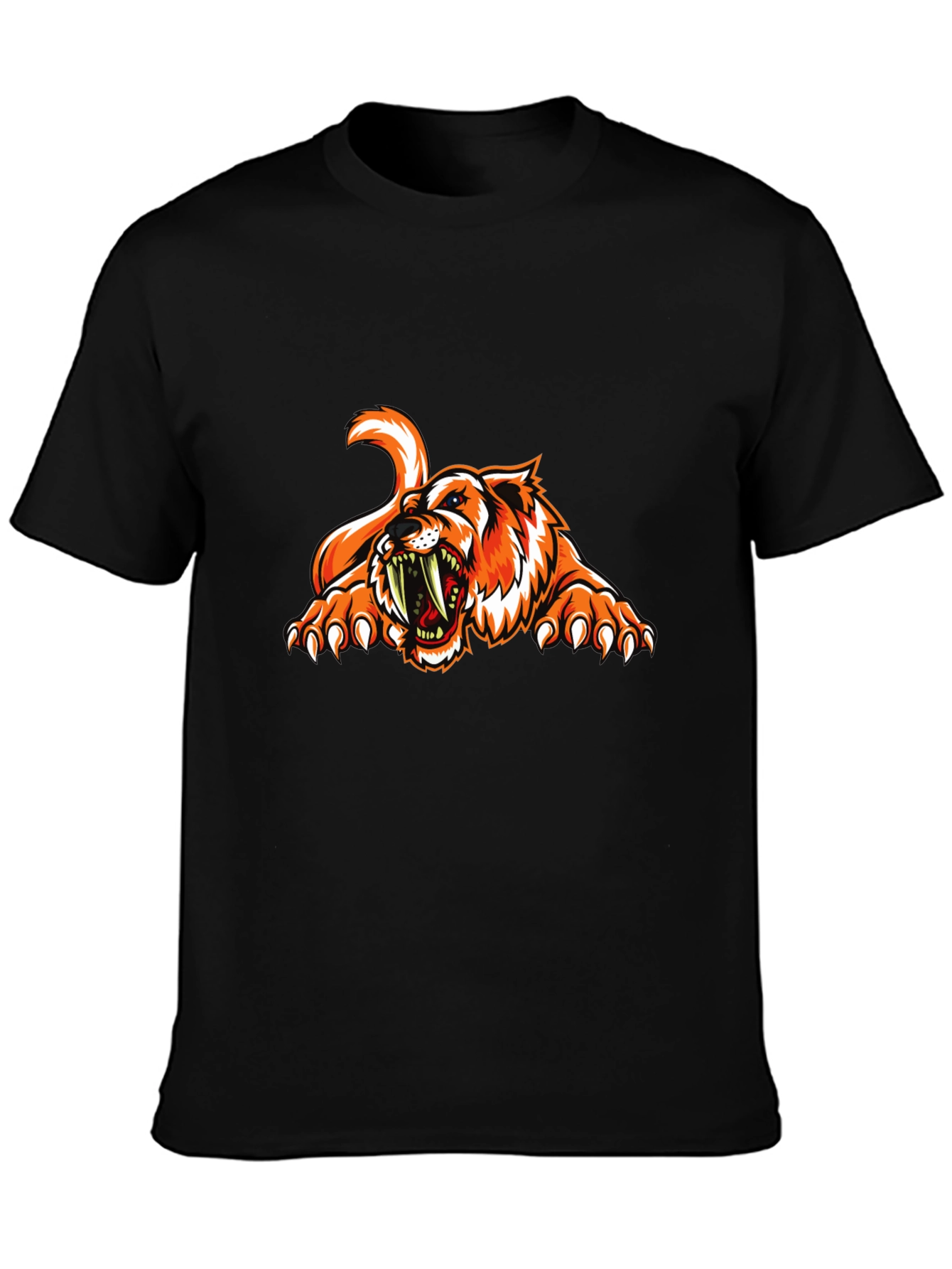 Ferocious Tiger Graphic Tee - Black Cotton T-Shirt