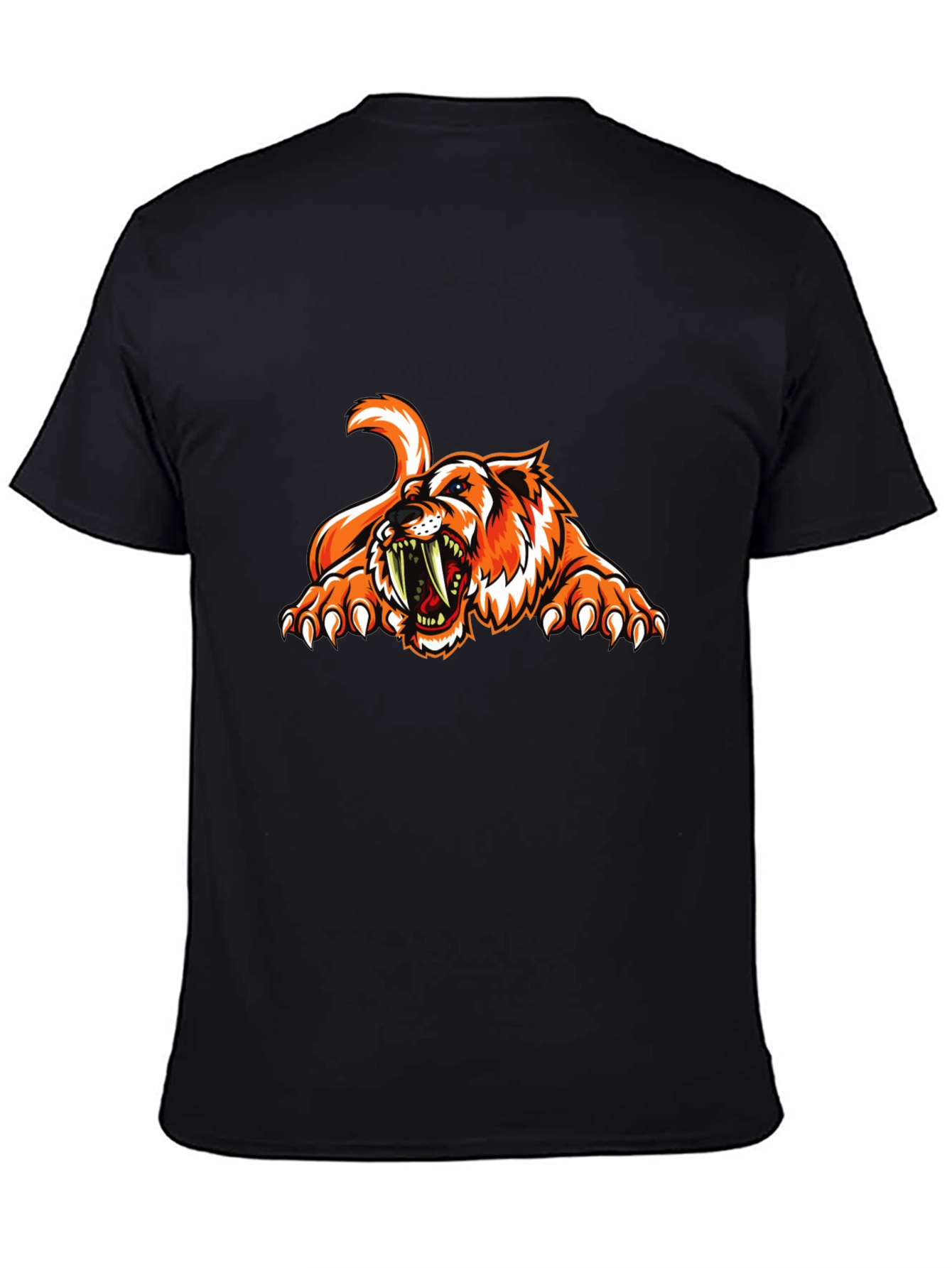Ferocious Tiger Graphic Tee - Black Cotton T-Shirt