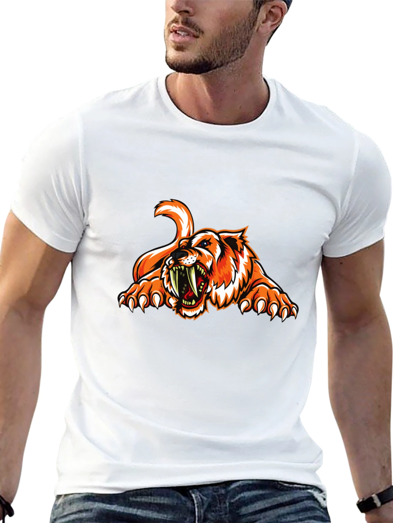 Ferocious Tiger Graphic Tee - Black Cotton T-Shirt