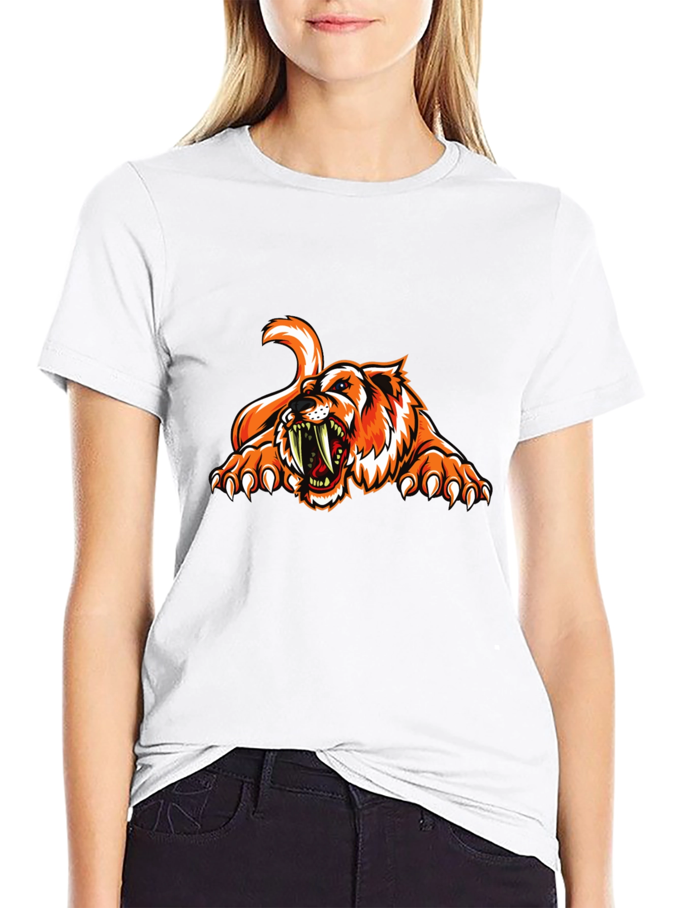 Ferocious Tiger Graphic Tee - Black Cotton T-Shirt
