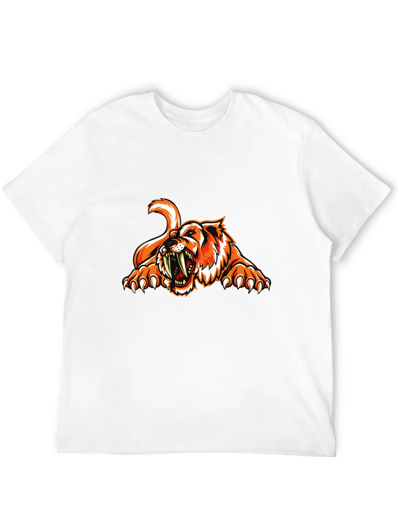 Ferocious Tiger Graphic Tee - Black Cotton T-Shirt
