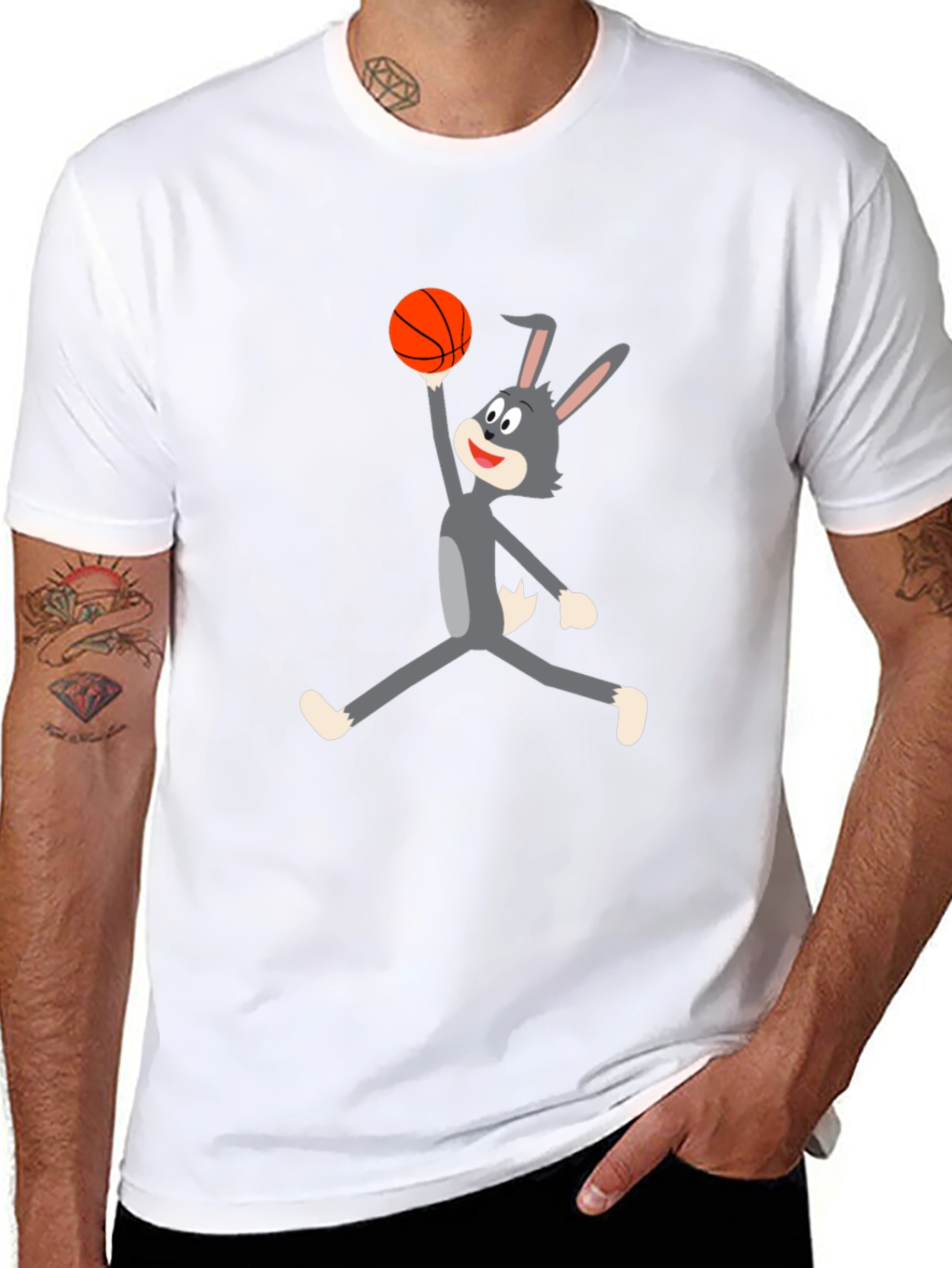 Cartoon Bunny Basketball T-Shirt