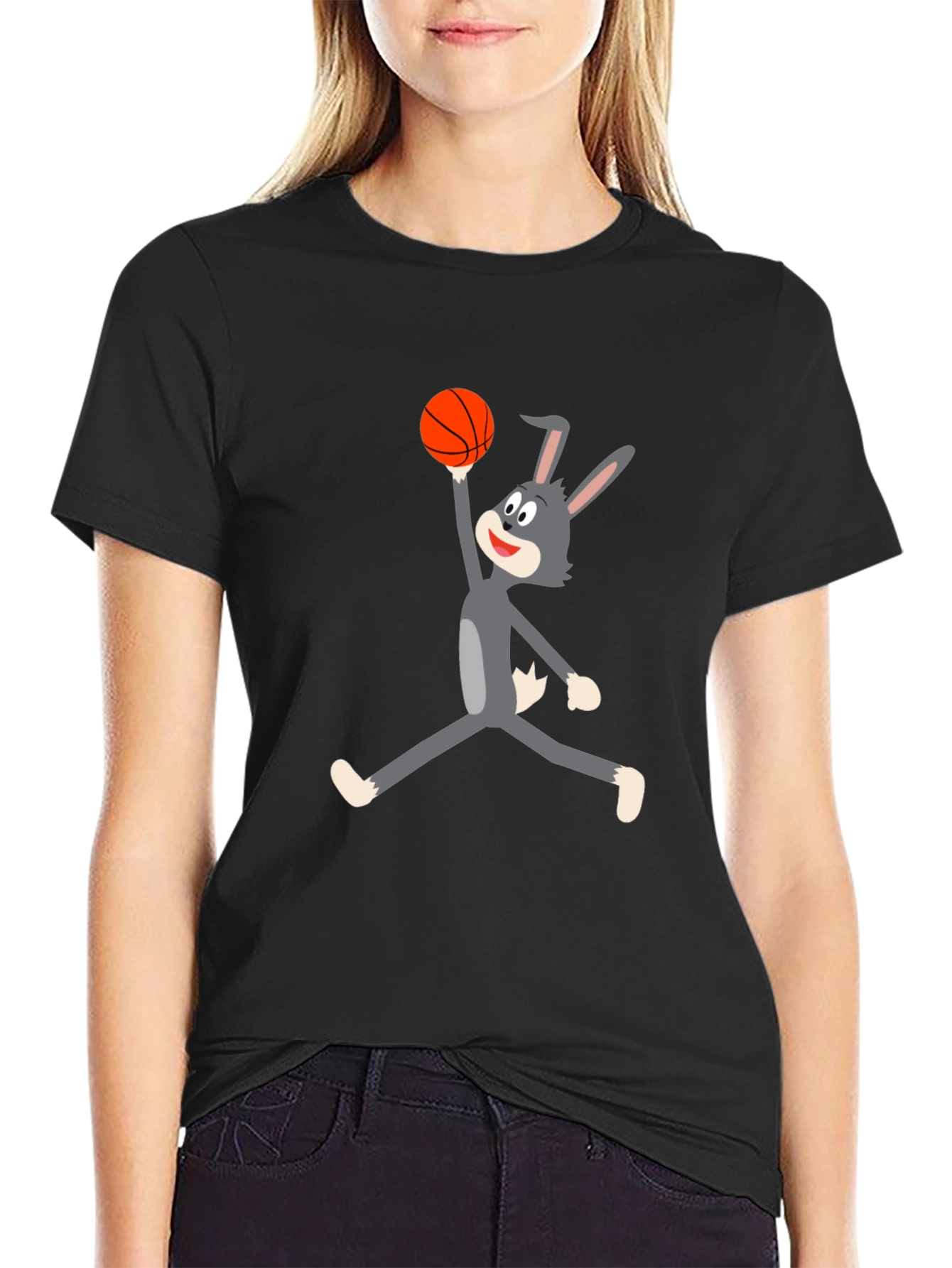 Cartoon Bunny Basketball T-Shirt