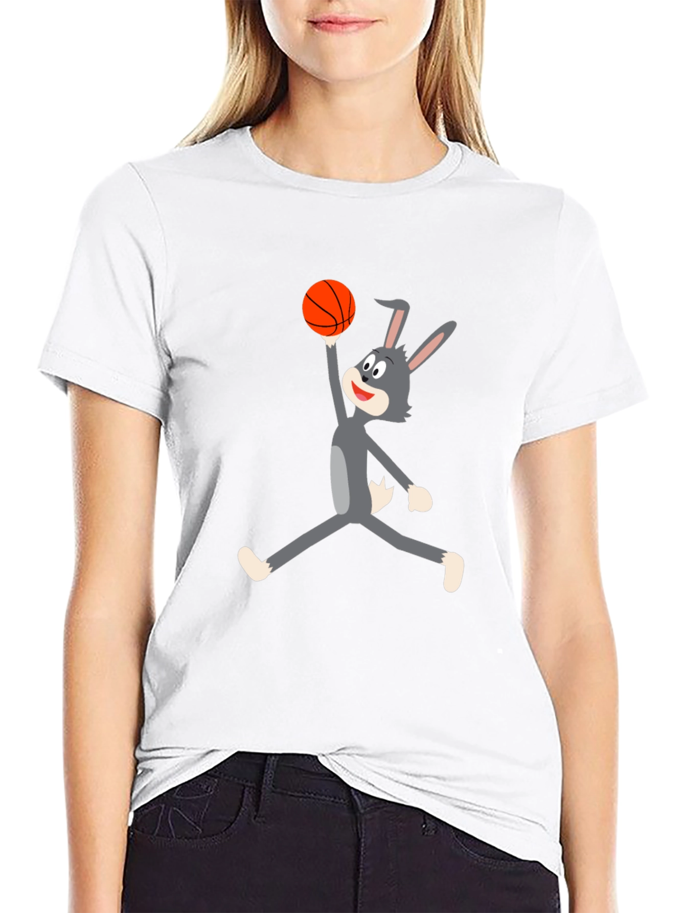 Cartoon Bunny Basketball T-Shirt