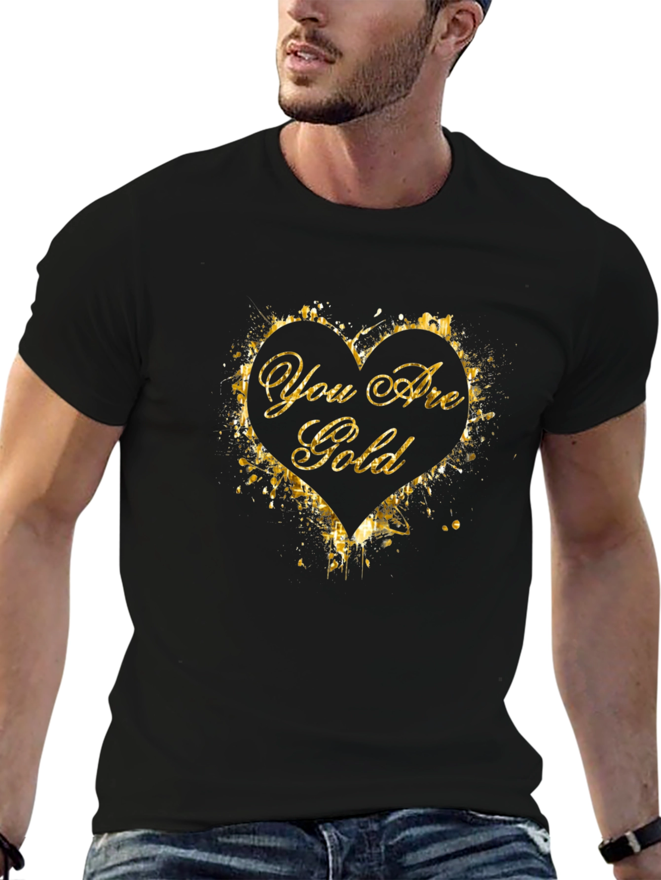 You Are Gold Graphic T-Shirt - Stylish Black Tee