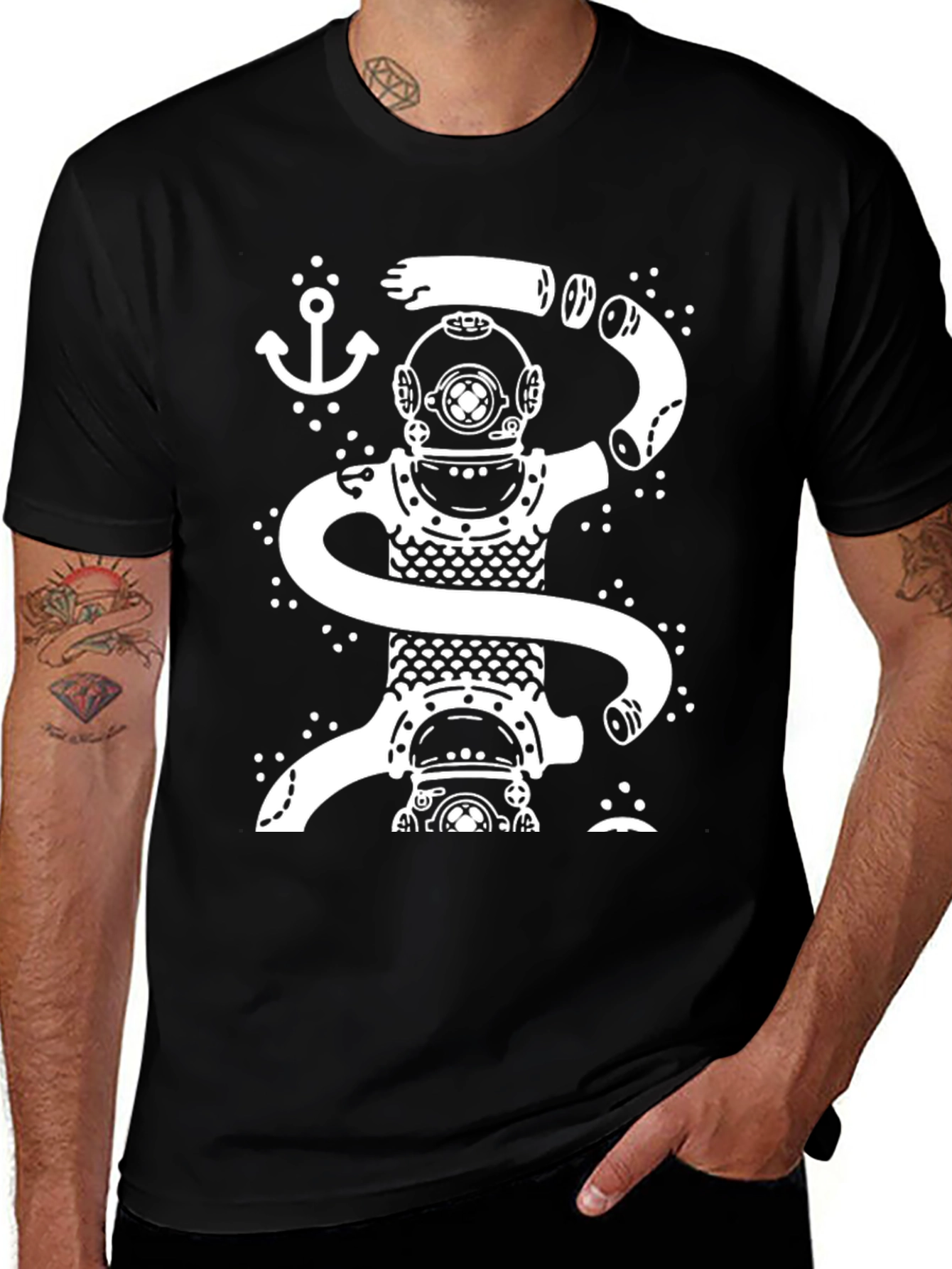 Diver Octopus Graphic T-Shirt