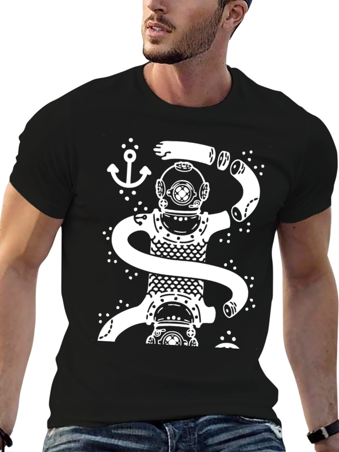 Diver Octopus Graphic T-Shirt