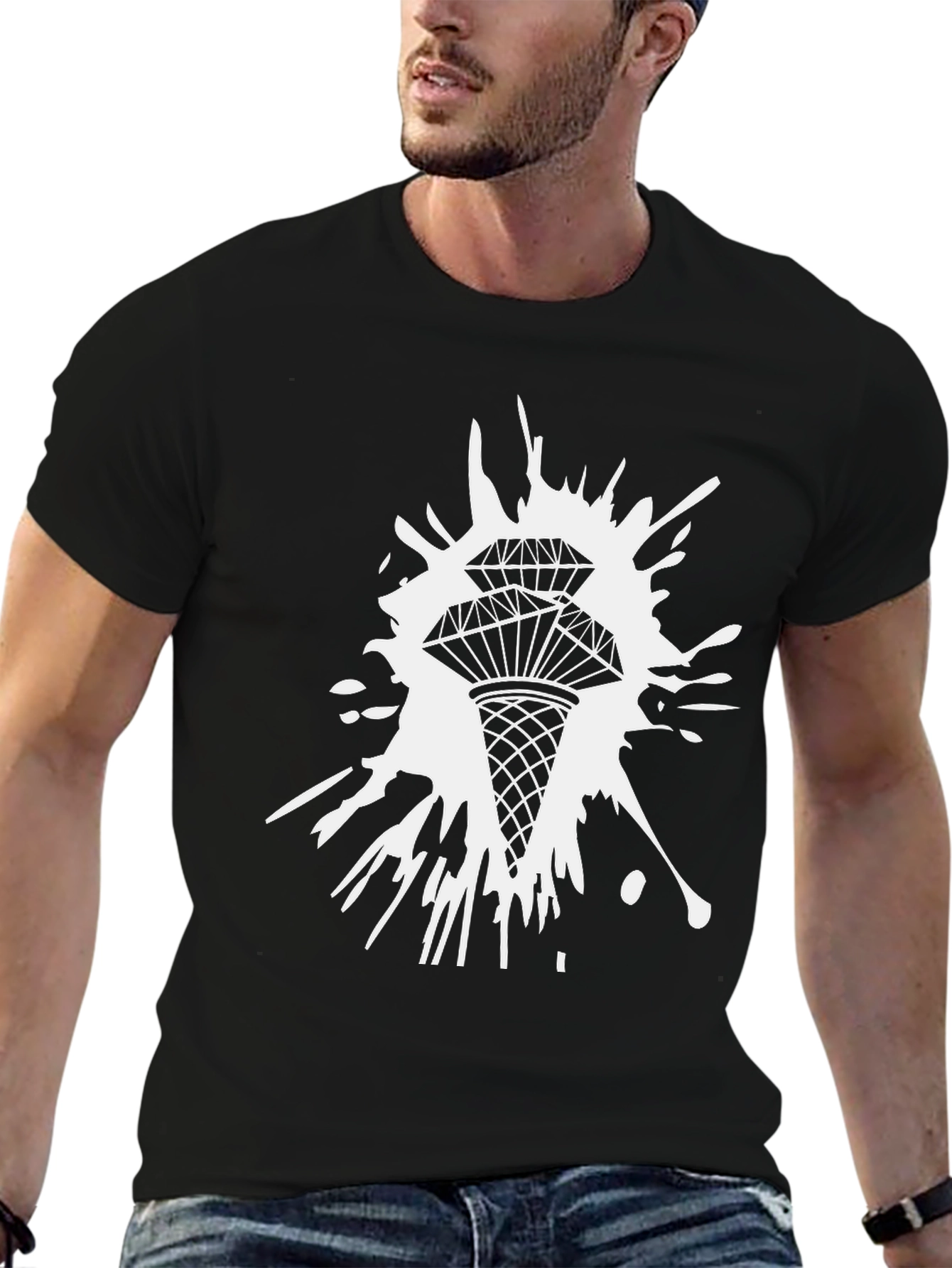 Diamond Ice Cream Graphic Tee - Black
