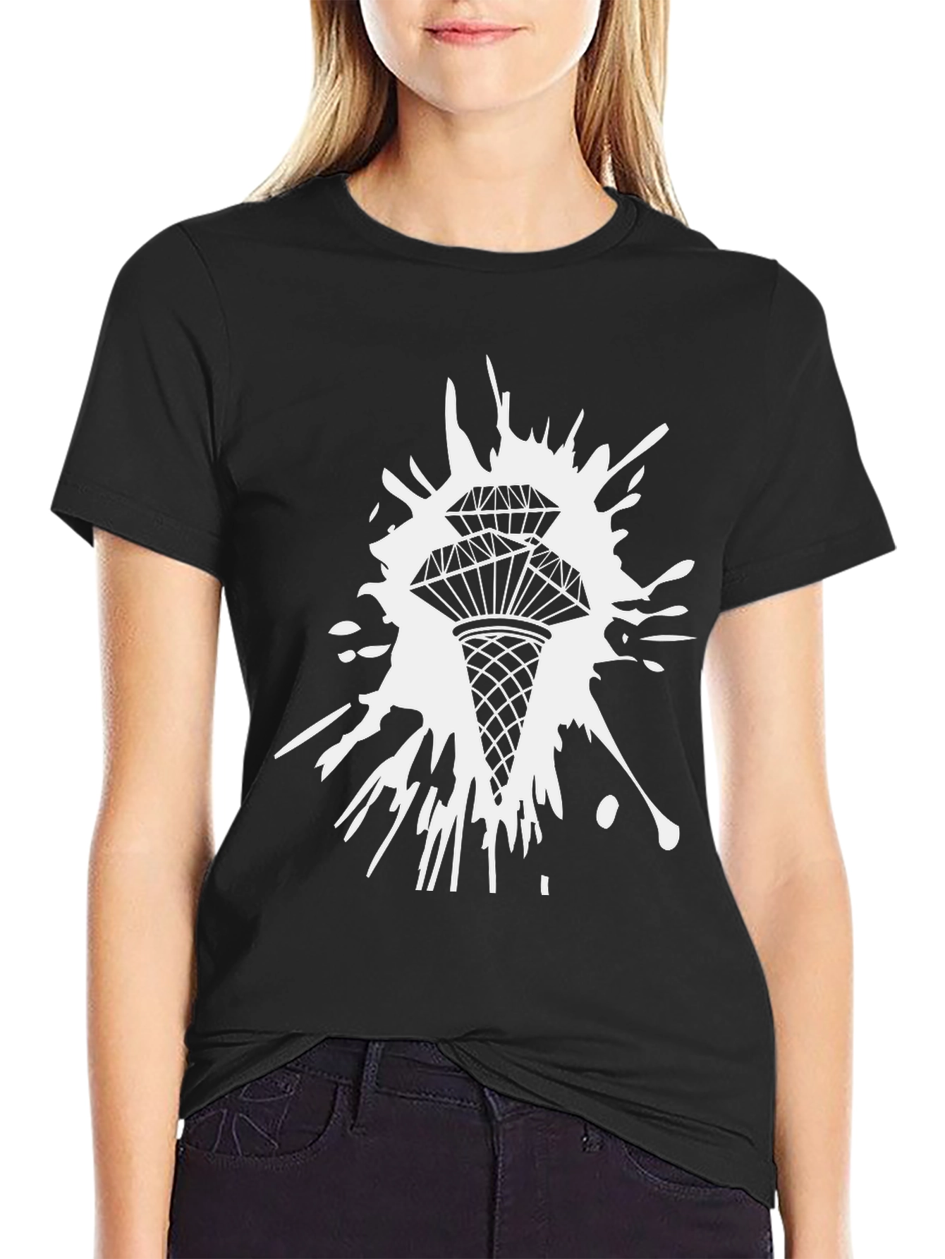 Diamond Ice Cream Graphic Tee - Black