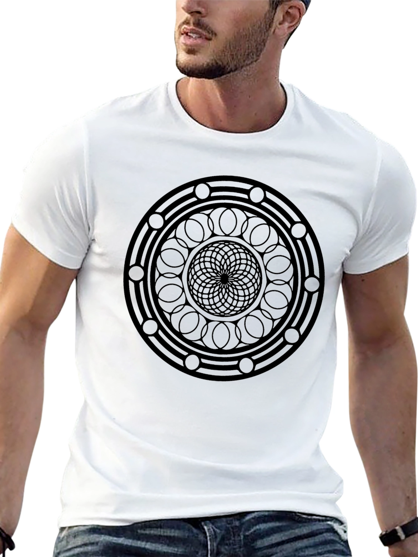 Geometric Mandala T-Shirt - Stylish Black Tee