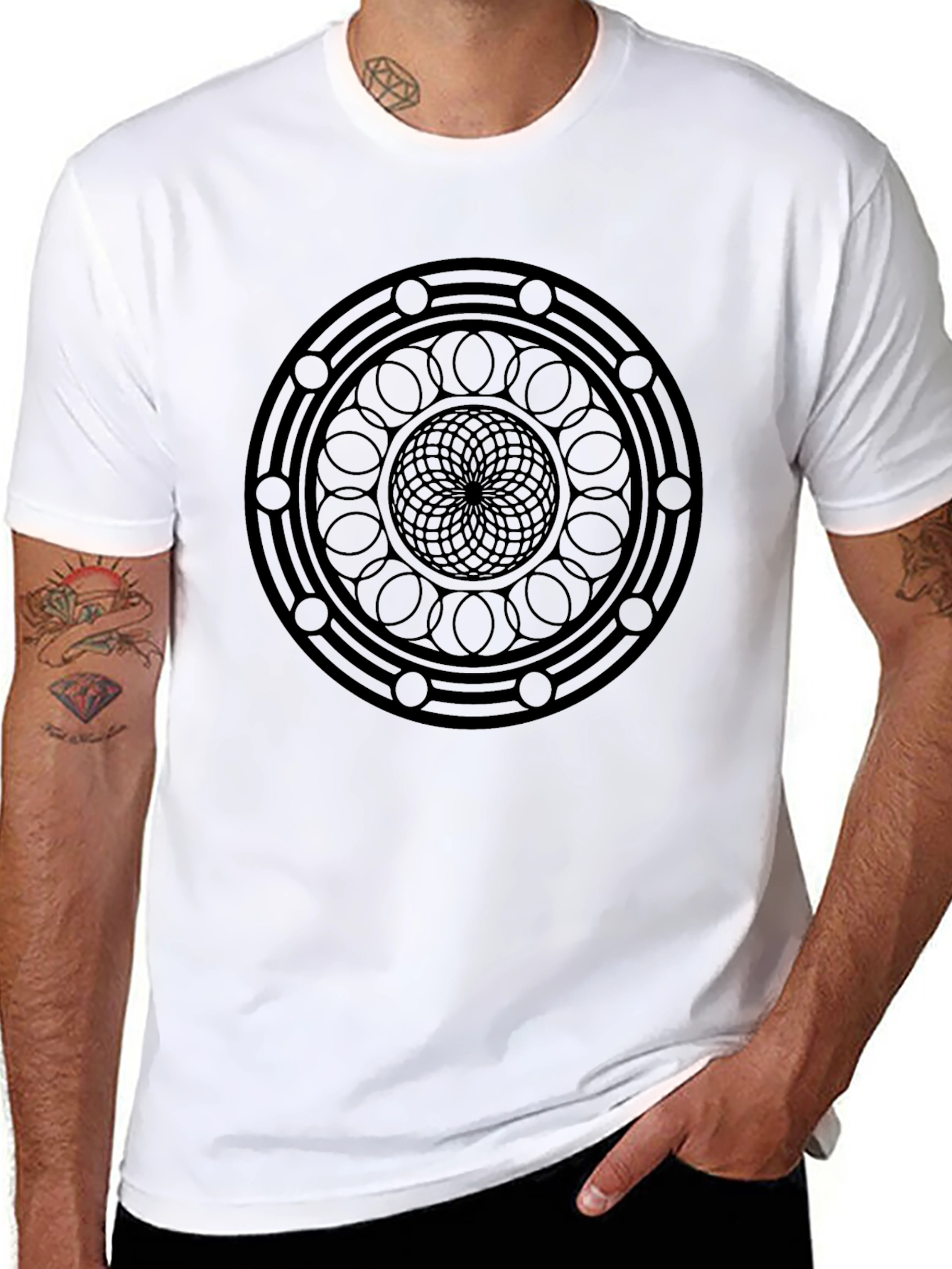 Geometric Mandala T-Shirt - Stylish Black Tee