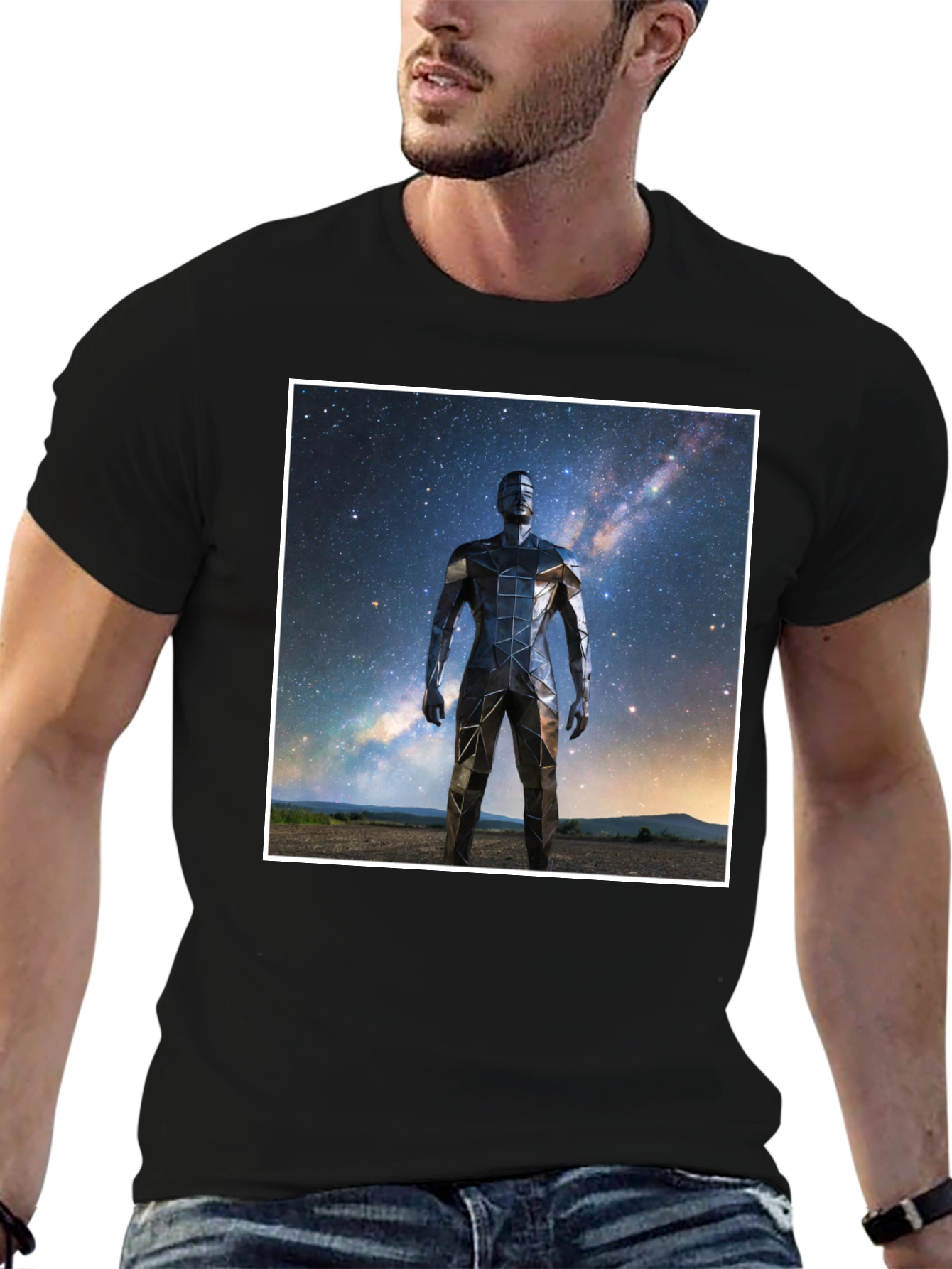 Geometric Man Galaxy Black T-Shirt