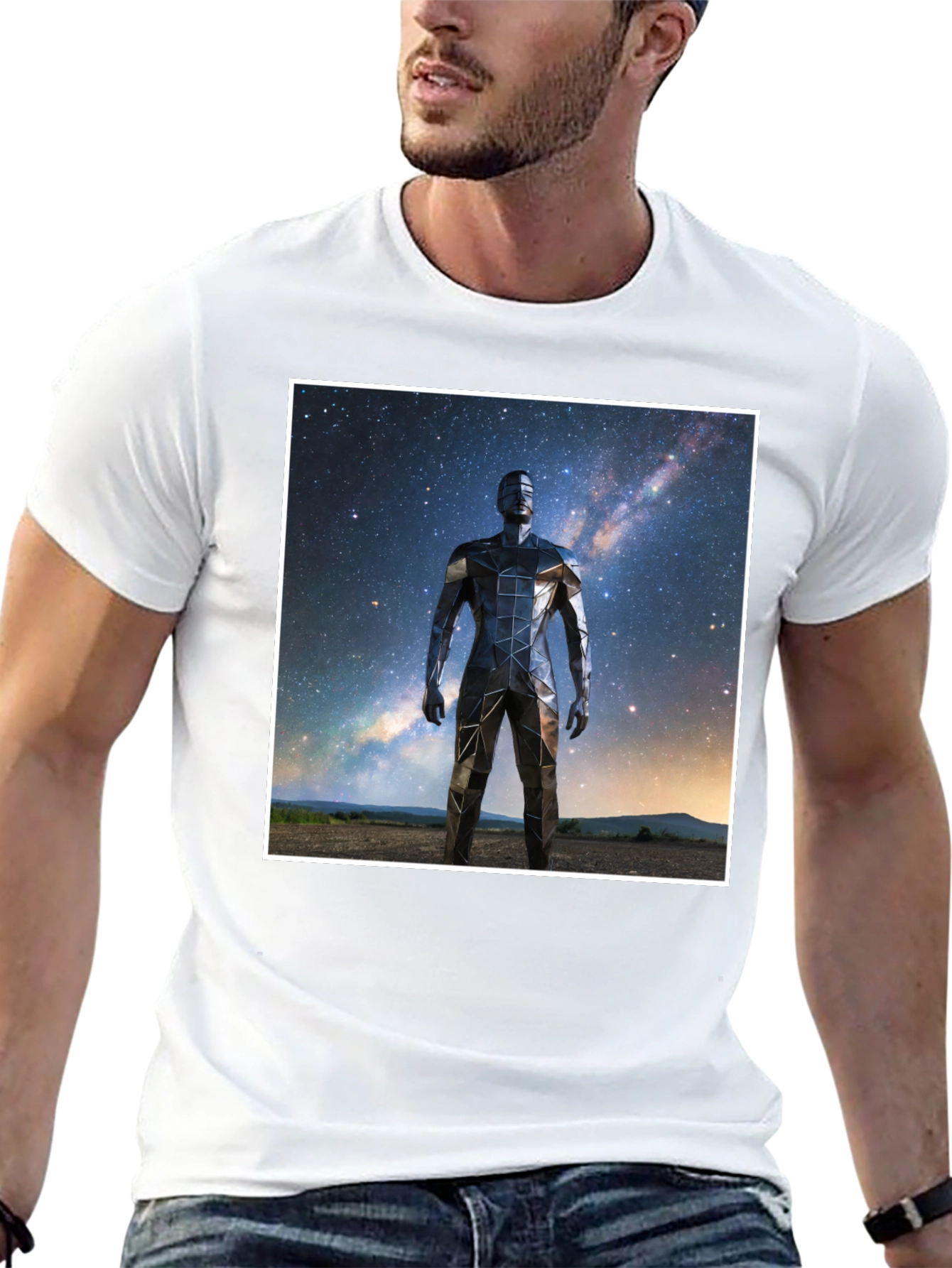 Geometric Man Galaxy Black T-Shirt