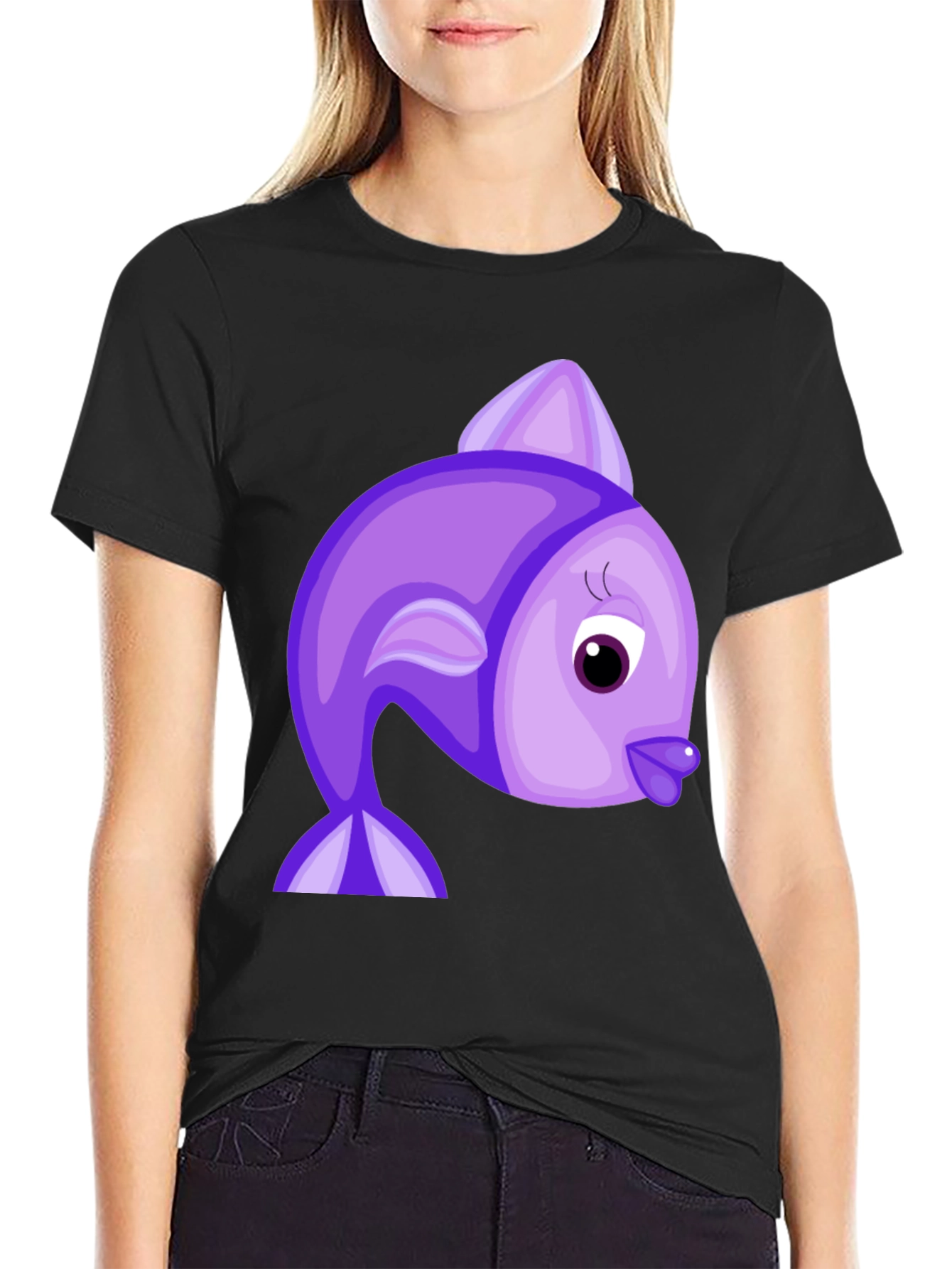 Purple Cartoon Fish Graphic Tee