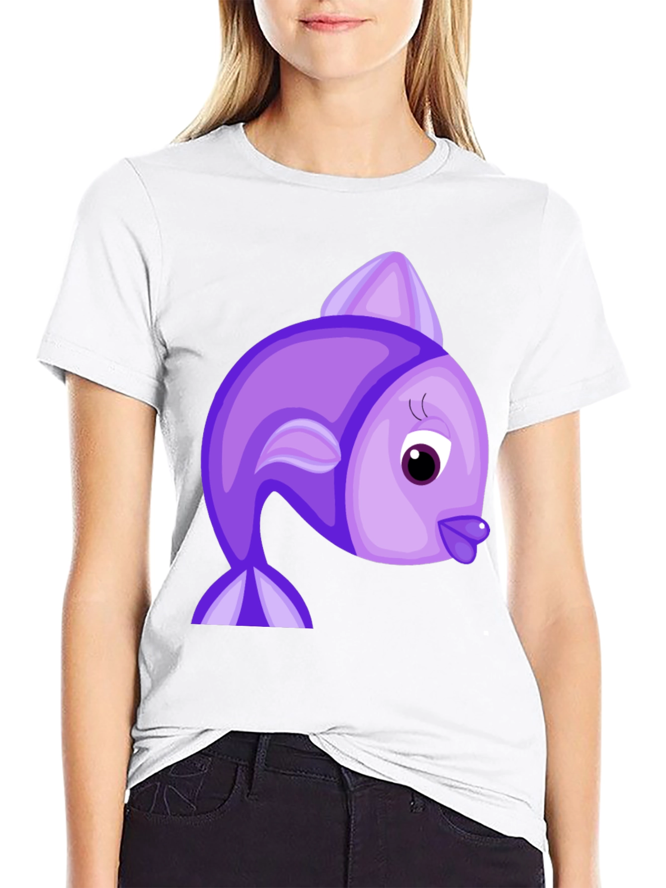 Purple Cartoon Fish Graphic Tee