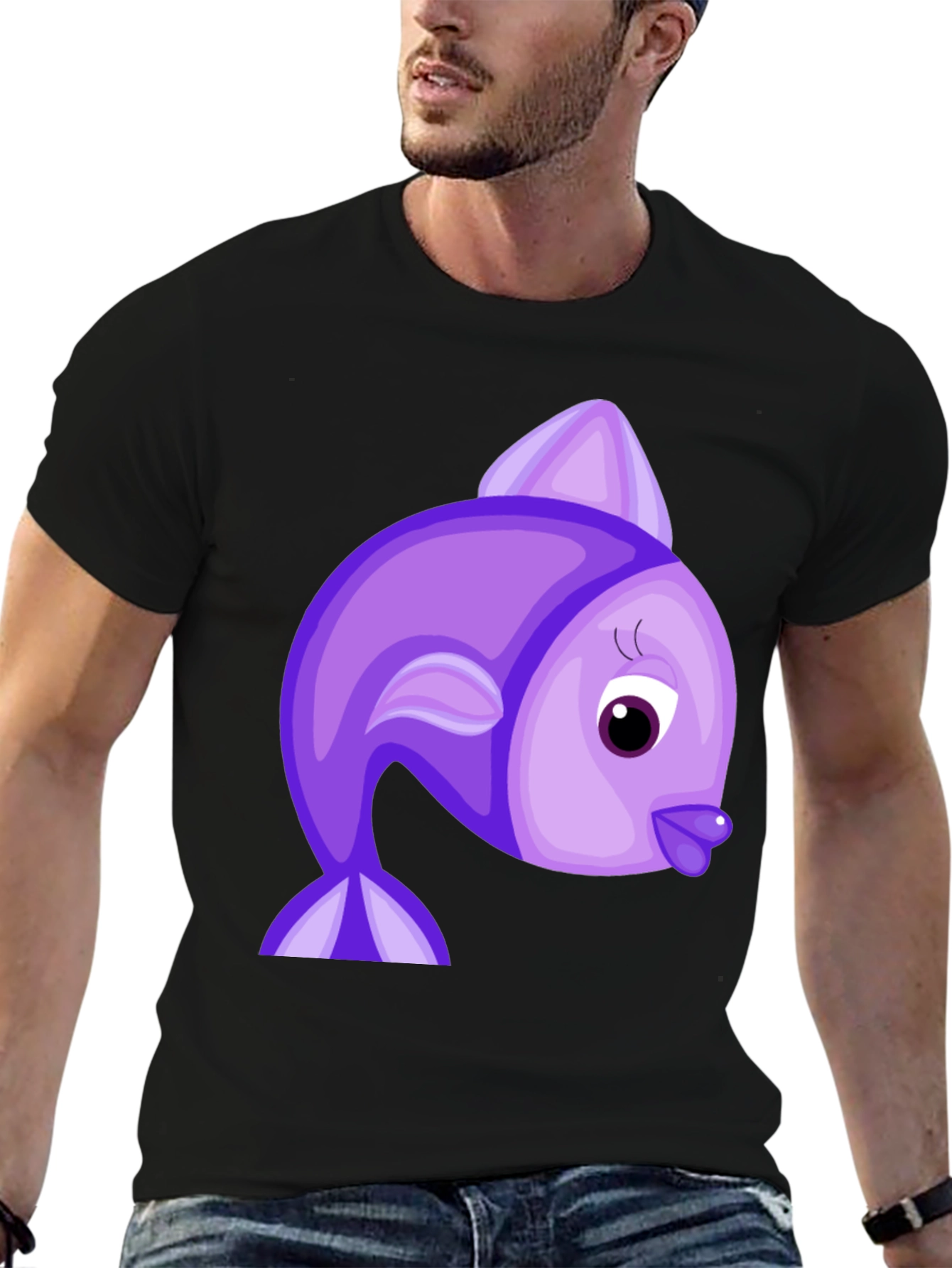Purple Cartoon Fish Graphic Tee